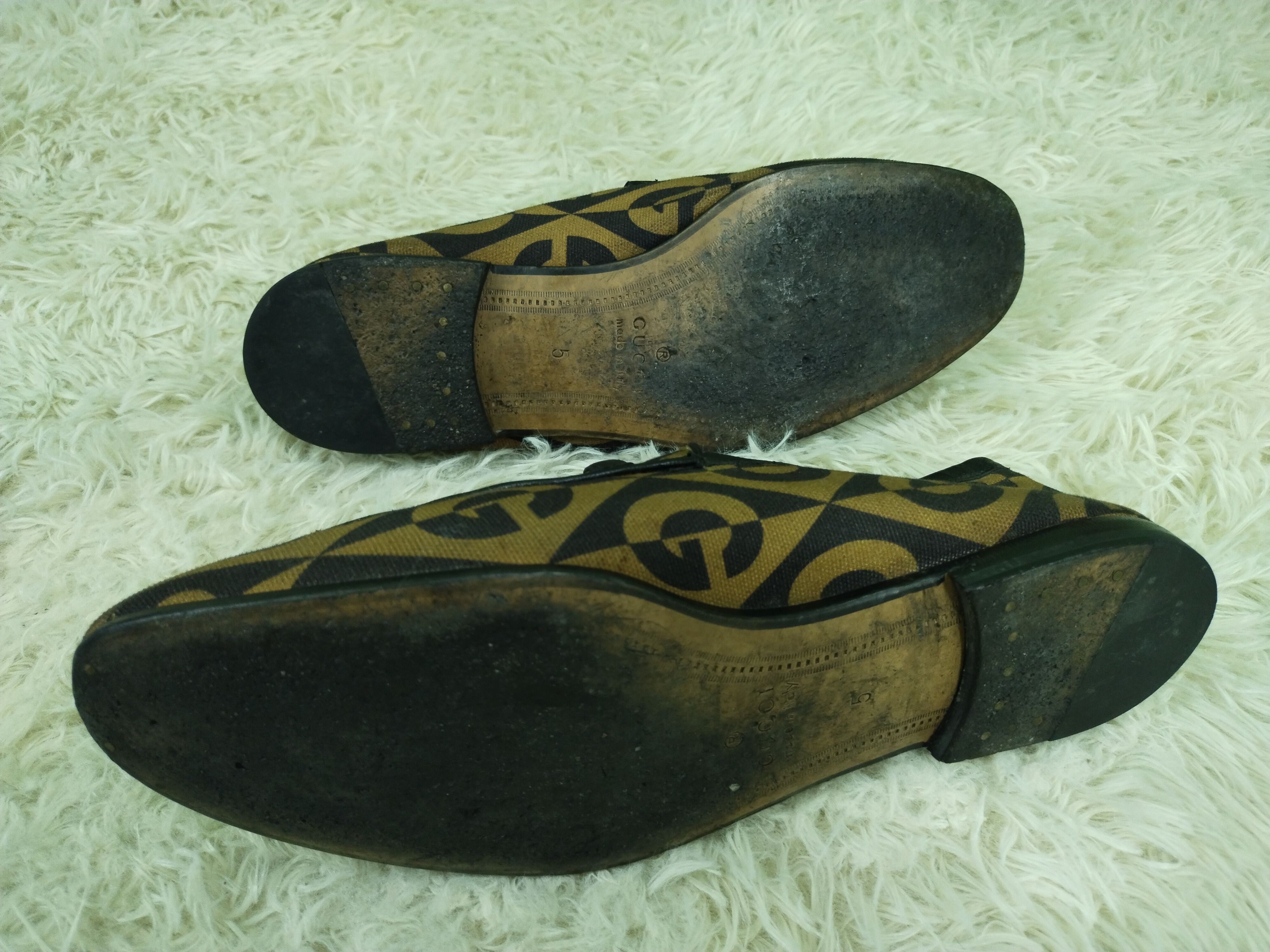 Gucci × Vintage RARE MEN'S GUCCI JORDAAN G RHOMBUS HORSEBIT LOAFERS SHOES Size US 5 / EU 37 - 10 Thumbnail