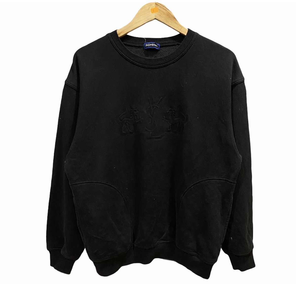 Vintage × Yves Saint Laurent VINTAGE‼️Yves Saint Laurent Black On Black Heat Press Size US L / EU 52-54 / 3 - 1 Thumbnail