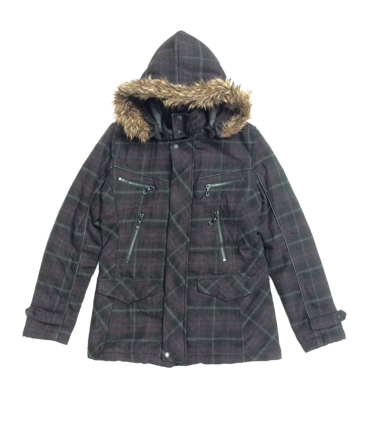 In The Attic × Japanese Brand Checker Fleece Mink Fur Hoodie In The Attic Winter Jacket Size US M / EU 48-50 / 2 - 1 Thumbnail