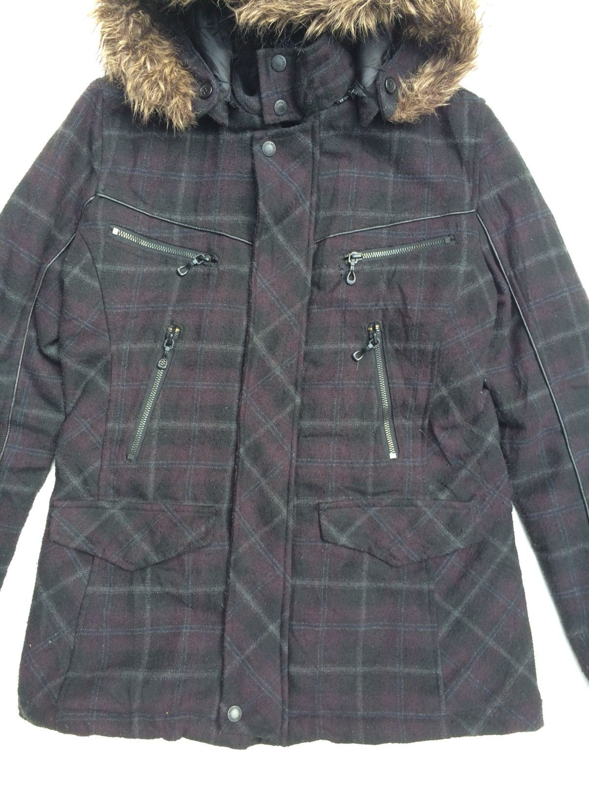 In The Attic × Japanese Brand Checker Fleece Mink Fur Hoodie In The Attic Winter Jacket Size US M / EU 48-50 / 2 - 2 Thumbnail