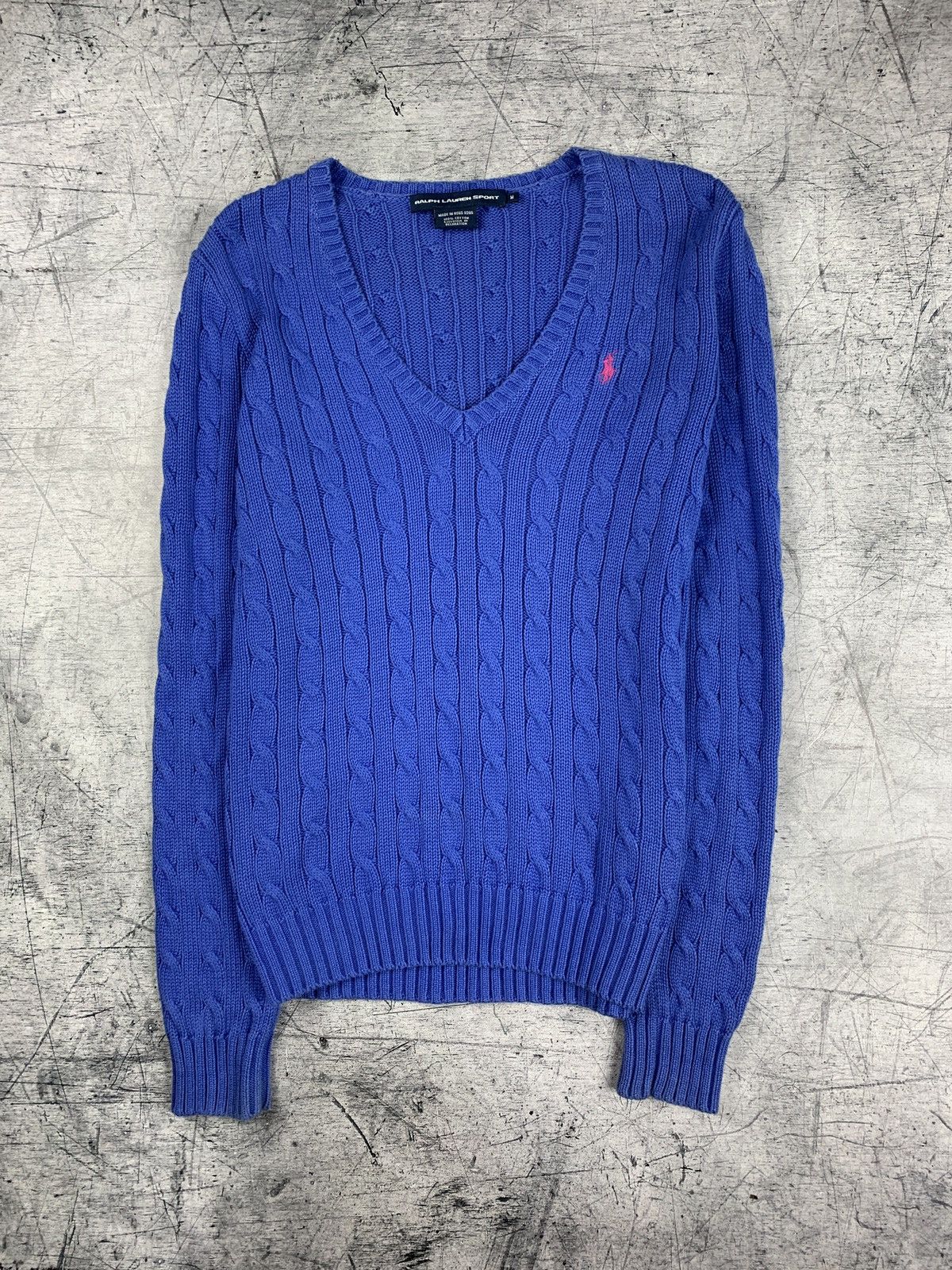 Ralph Lauren Sport Vintage Ralph Lauren Sport Cable Knit Sweater Blue Size M Size M / US 6-8 / IT 42-44 - 1 Thumbnail
