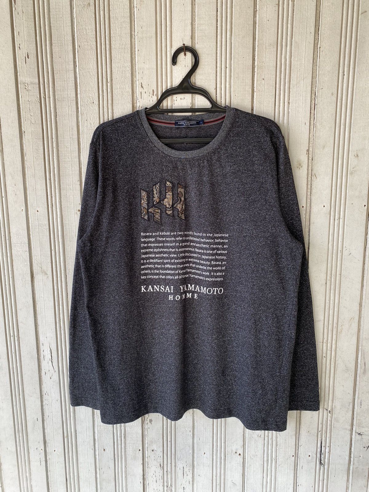 image of Kansai Yamamoto Homme Long Sleeve in Grey, Men's (Size Large)