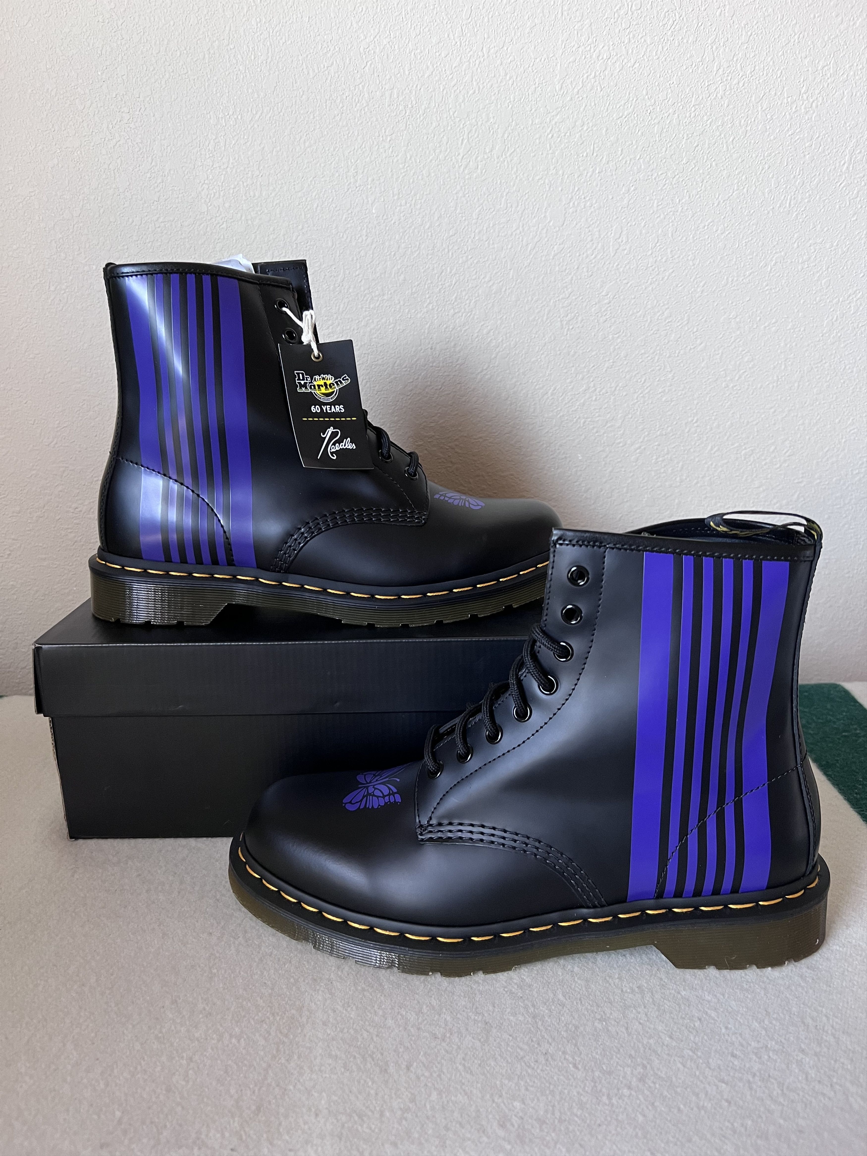 Dr. Martens × Needles Needles Dr. Martens 1460 Boots Stripe Size US 14 / EU 47 - 2 Thumbnail