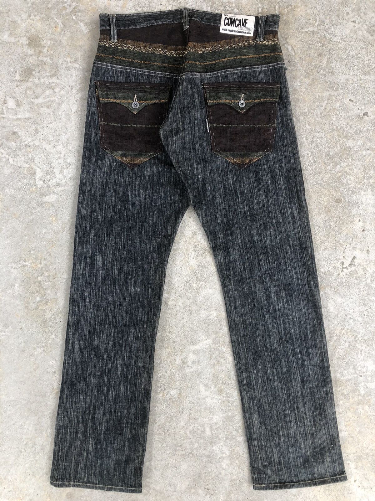 image of Vintage Japanese Concave Attempt Blanket Boro Distressed Jeans in Black, Men's (Size 33)