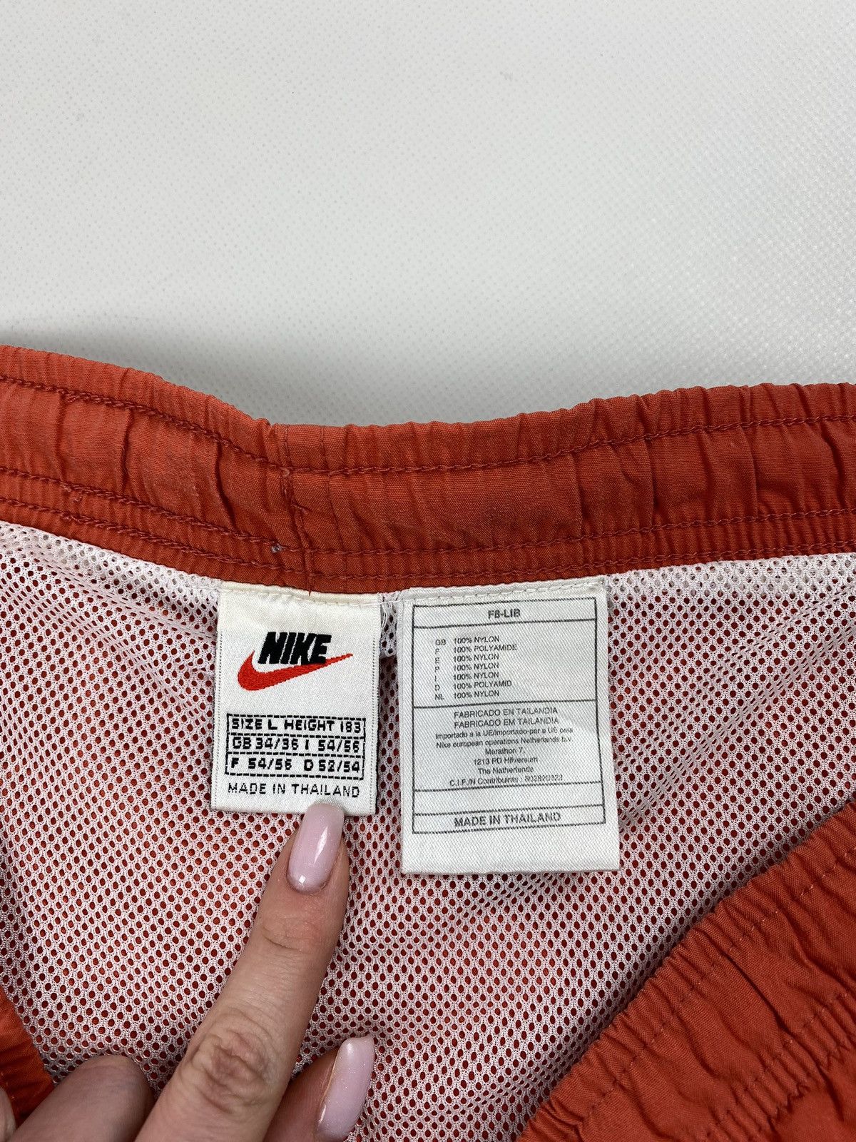 Nike × Vintage VTG Nike big swoosh men’s nylon shorts size L Size US 34 / EU 50 - 16 Thumbnail