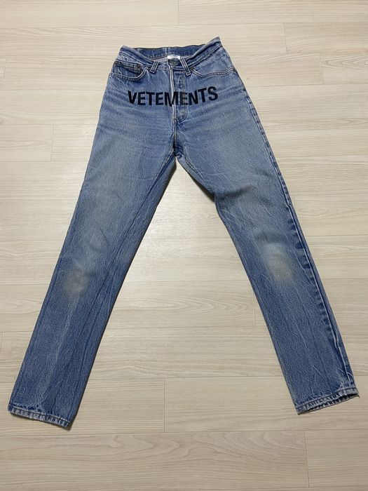 Levi's XS Vetements Levis front logo embroidered denim pants jeans