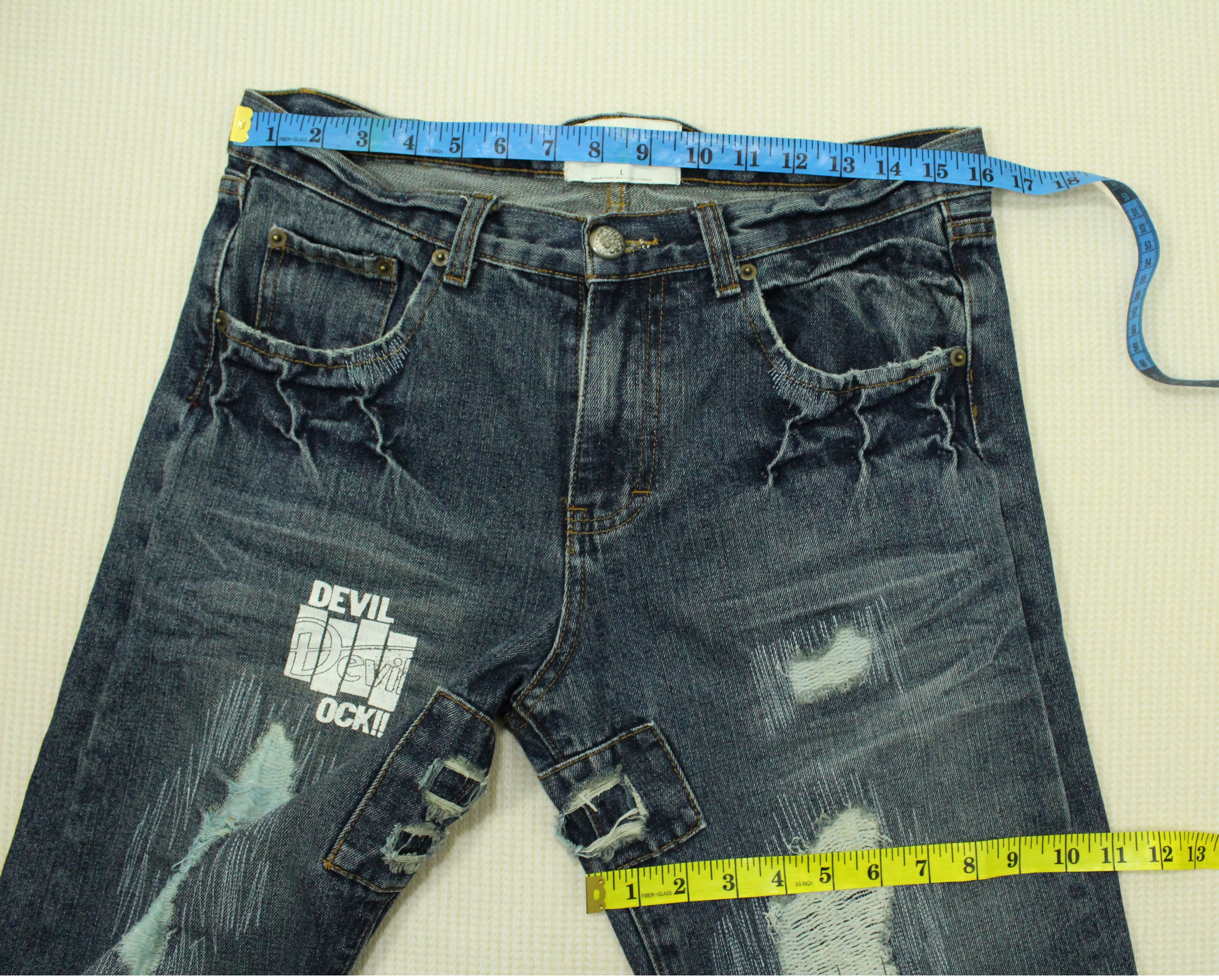 Japanese Brand DEVILOCK Denim Jeans Distressed Style Pants Jesus Button Size US 32 / EU 48 - 9 Thumbnail