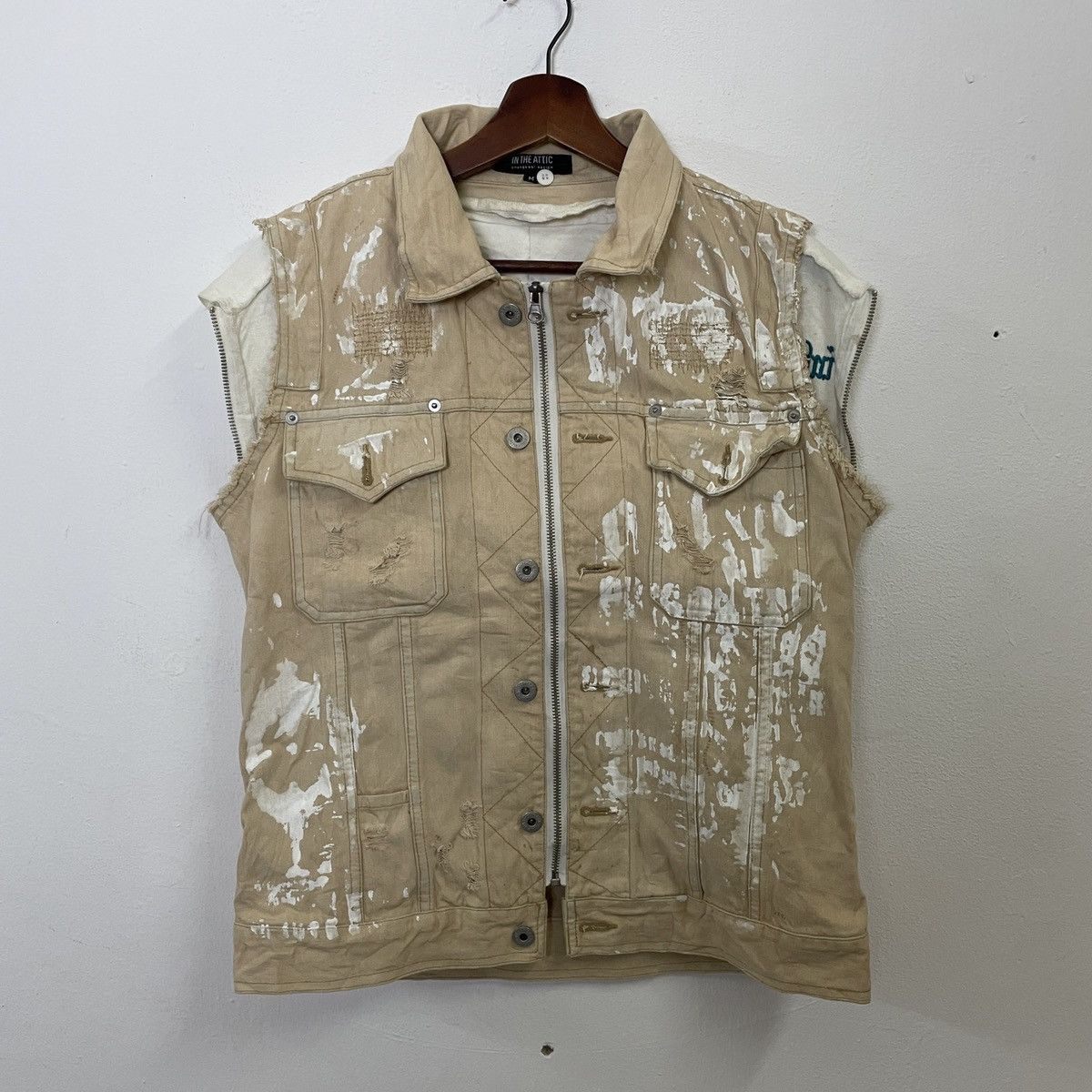 Vintage In The Attic Distressed Sleeveless Denim Jacket