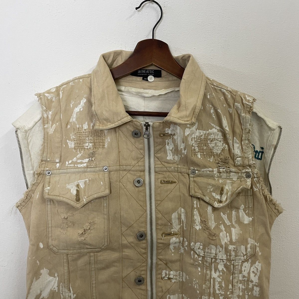 In The Attic Vintage In The Attic Distressed Sleeveless Denim Jacket Size US M / EU 48-50 / 2 - 2 Thumbnail