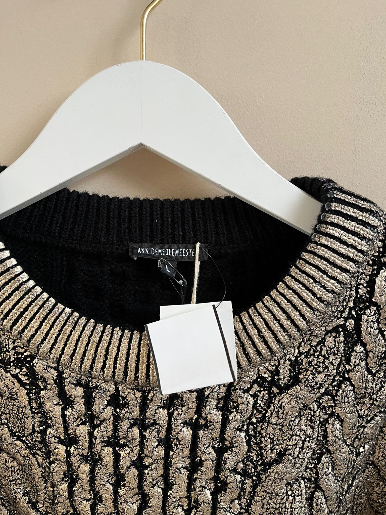 Ann Demeulemeester Cable Sweater in Canber Black & Gold Foil Print Size US L / EU 52-54 / 3 - 6 Thumbnail