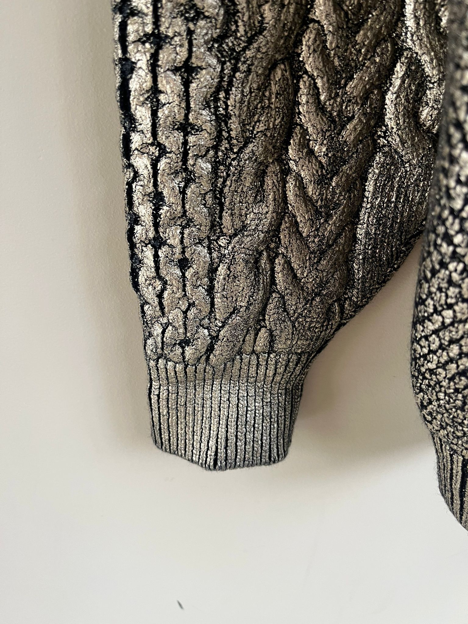 Ann Demeulemeester Cable Sweater in Canber Black & Gold Foil Print Size US L / EU 52-54 / 3 - 5 Thumbnail