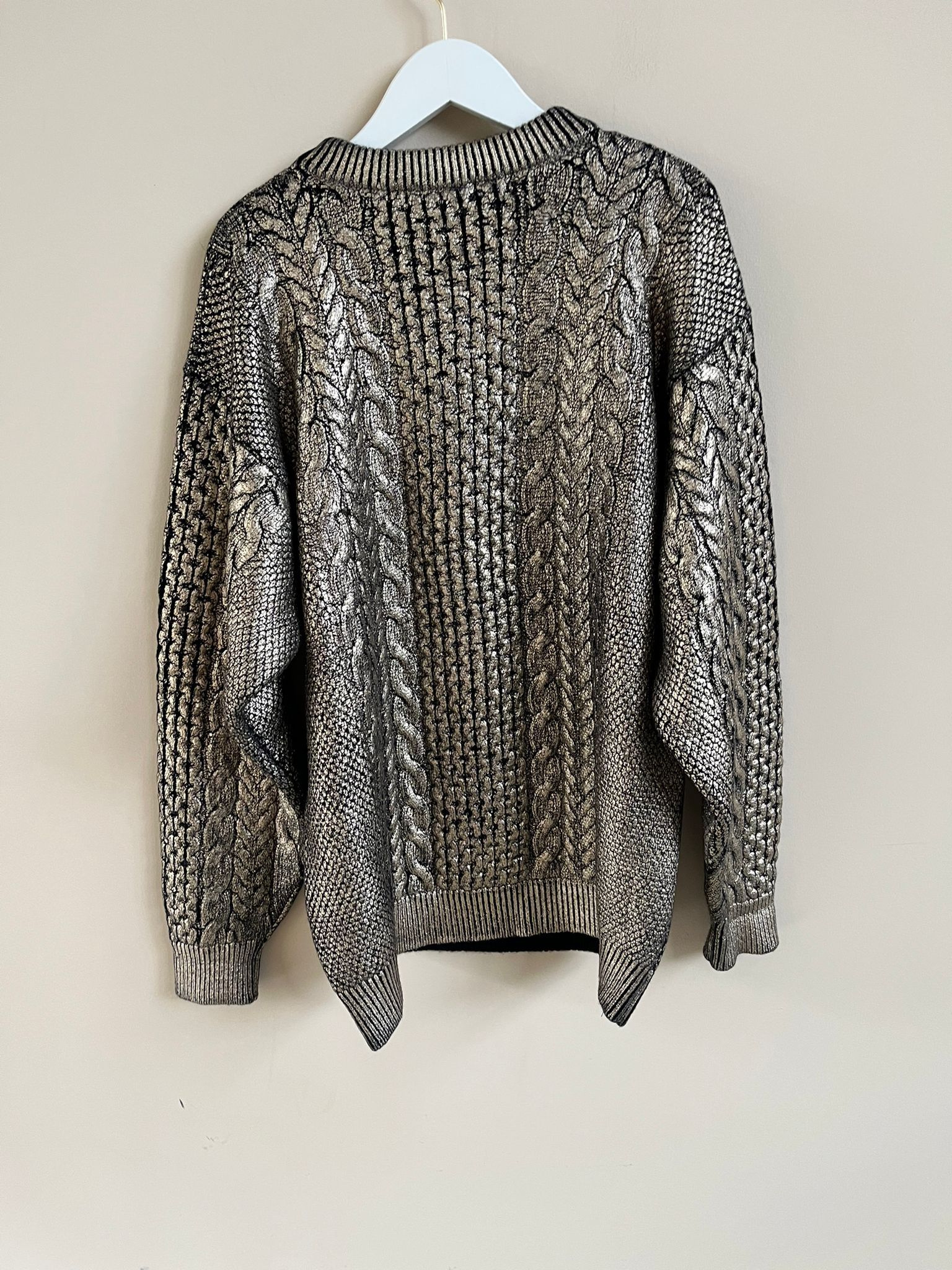 Ann Demeulemeester Cable Sweater in Canber Black & Gold Foil Print Size US L / EU 52-54 / 3 - 16 Thumbnail