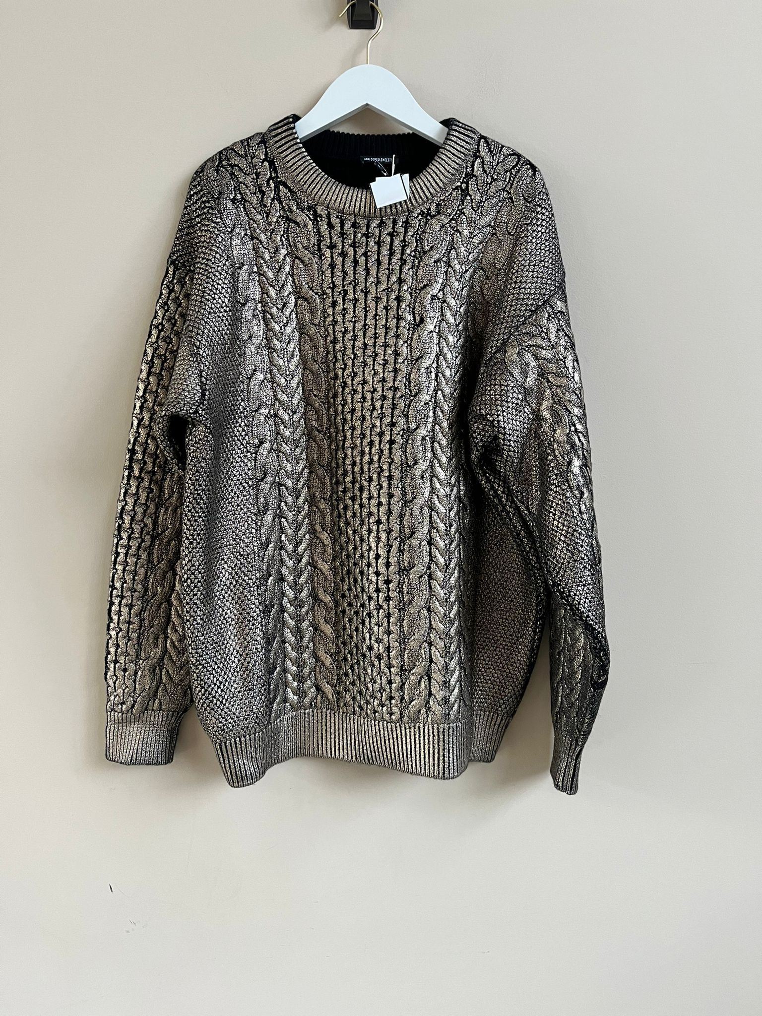 Ann Demeulemeester Cable Sweater in Canber Black & Gold Foil Print Size US L / EU 52-54 / 3 - 9 Thumbnail