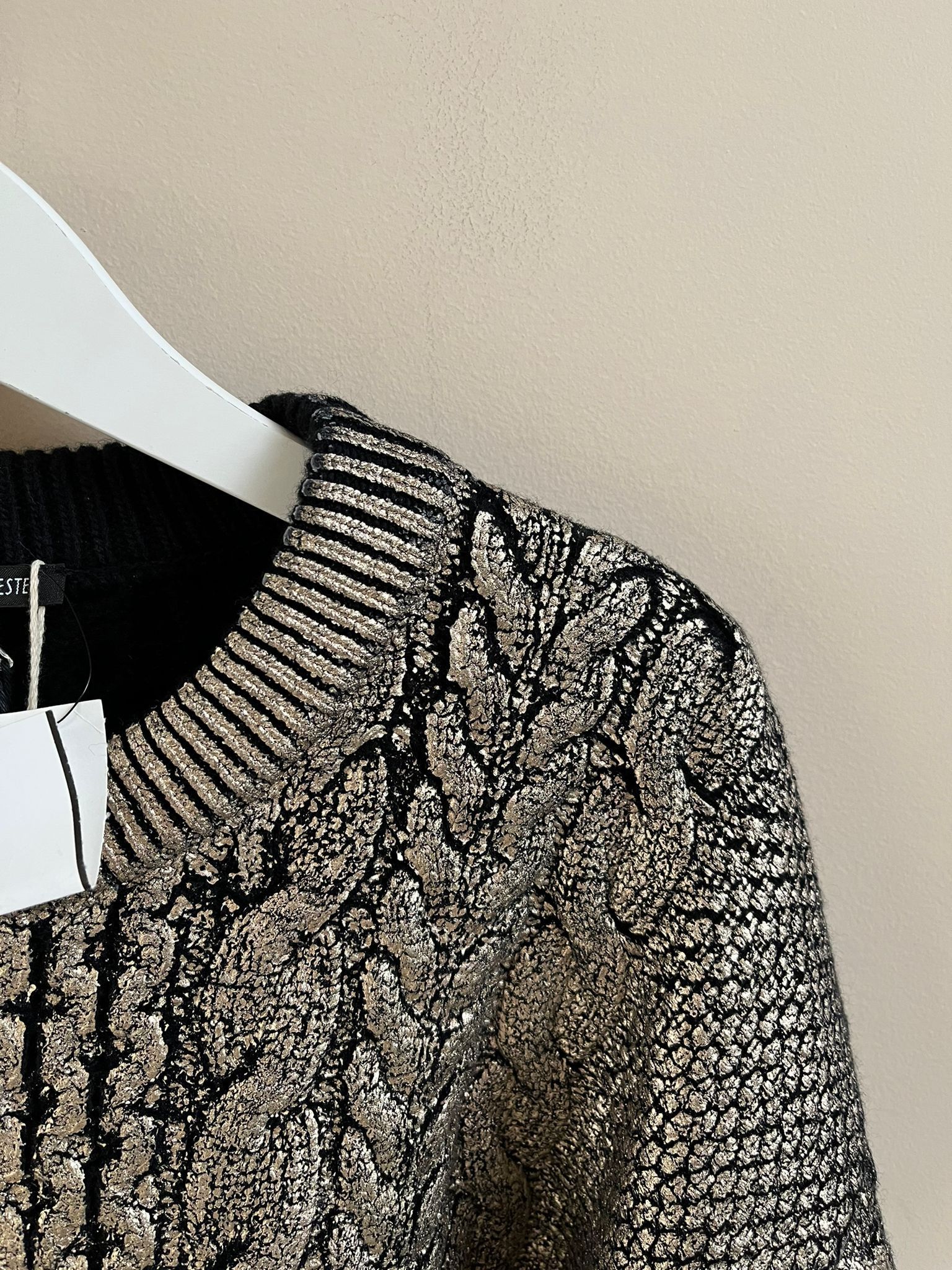 Ann Demeulemeester Cable Sweater in Canber Black & Gold Foil Print Size US L / EU 52-54 / 3 - 7 Thumbnail