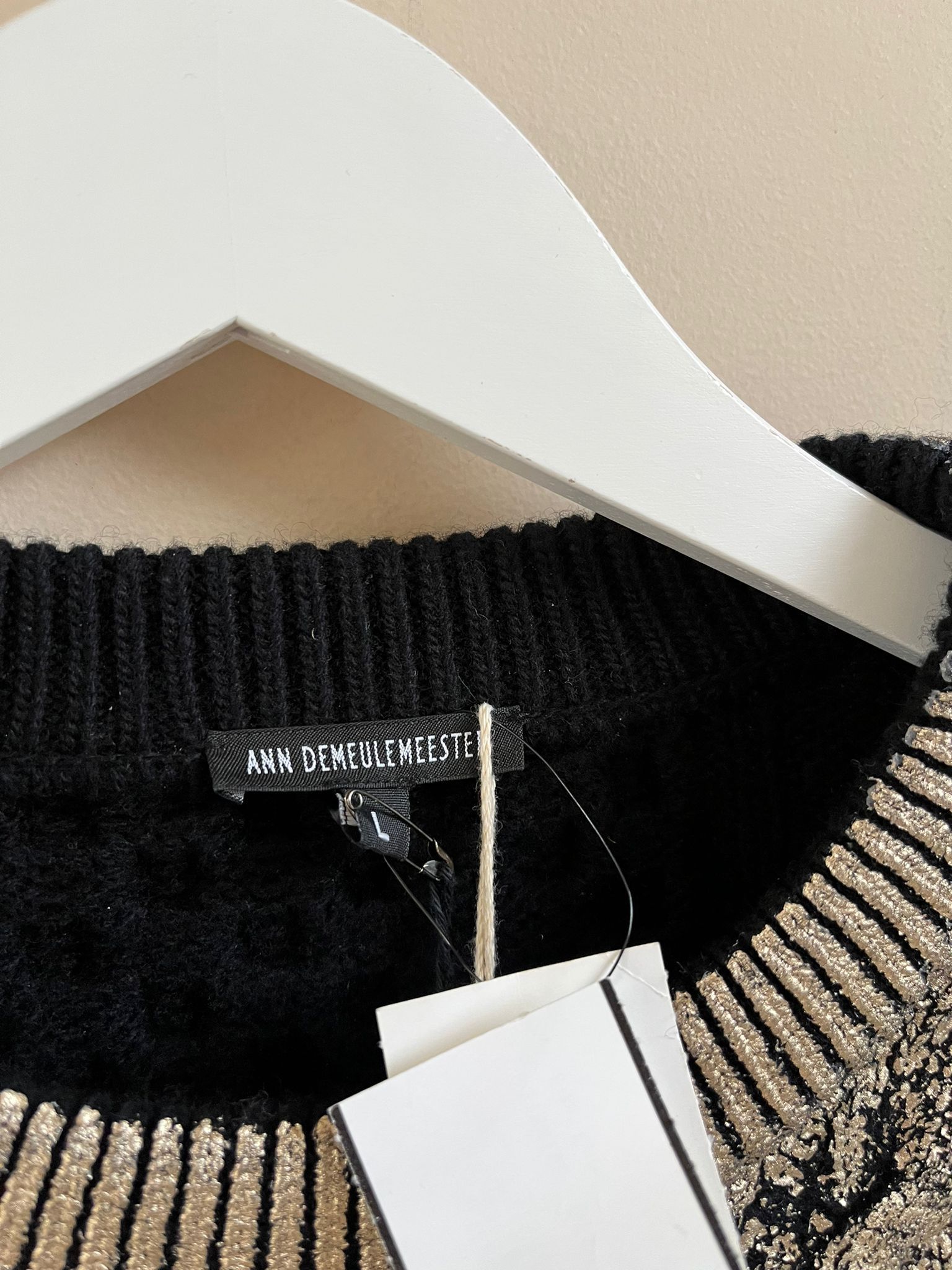 Ann Demeulemeester Cable Sweater in Canber Black & Gold Foil Print Size US L / EU 52-54 / 3 - 8 Thumbnail