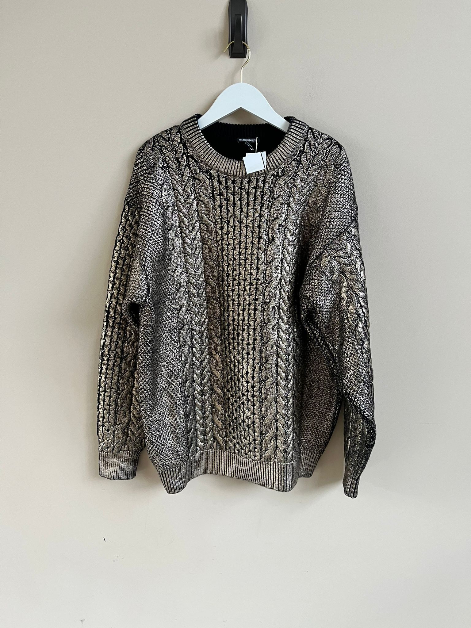 Ann Demeulemeester Cable Sweater in Canber Black & Gold Foil Print Size US L / EU 52-54 / 3 - 1 Thumbnail