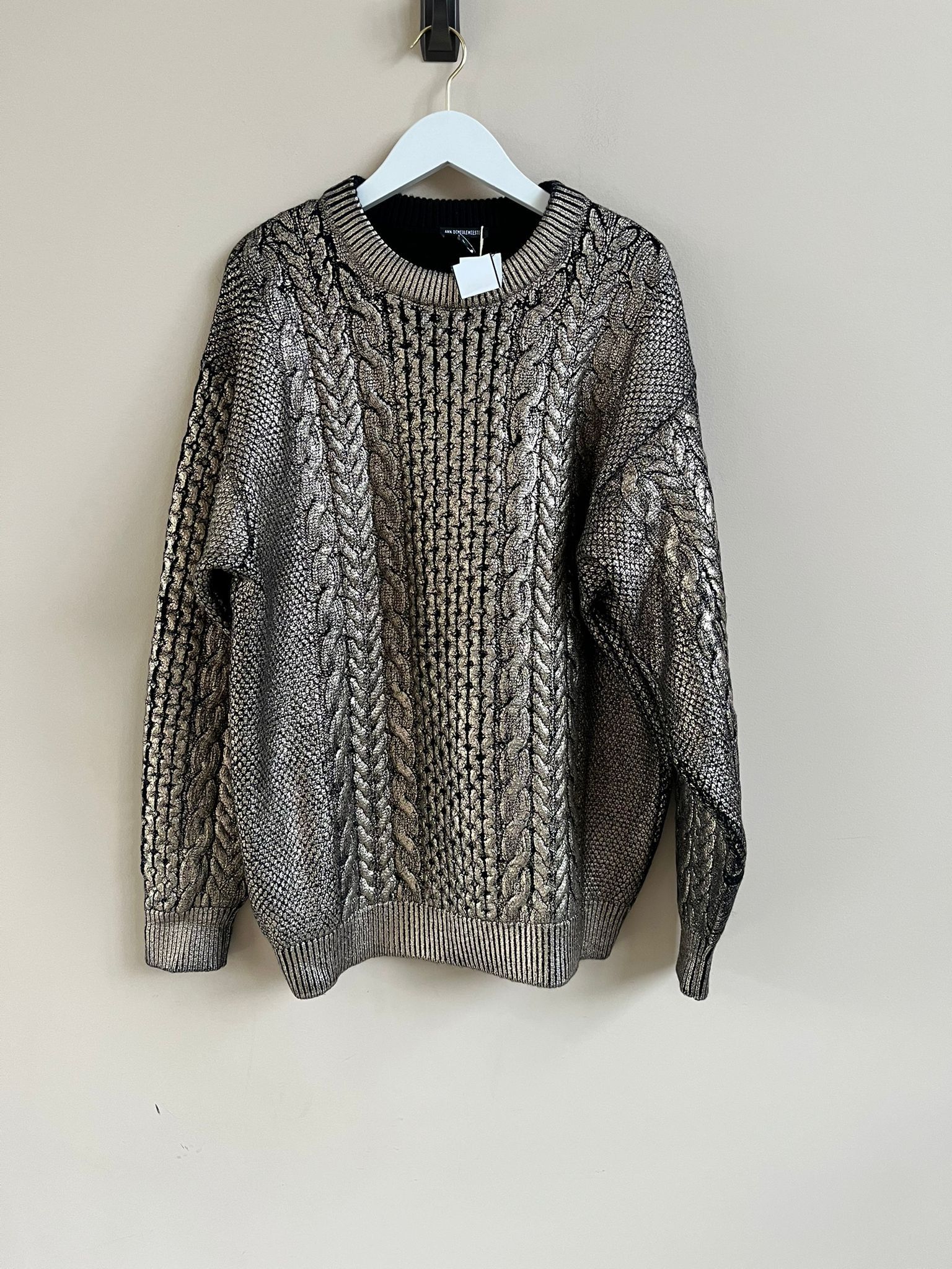Ann Demeulemeester Cable Sweater in Canber Black & Gold Foil Print Size US L / EU 52-54 / 3 - 2 Thumbnail