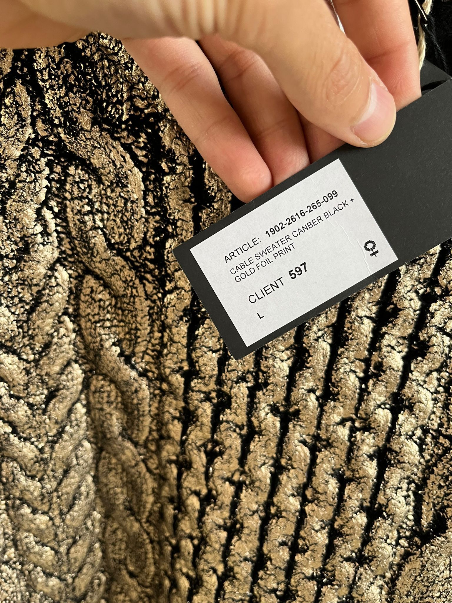 Ann Demeulemeester Cable Sweater in Canber Black & Gold Foil Print Size US L / EU 52-54 / 3 - 11 Thumbnail