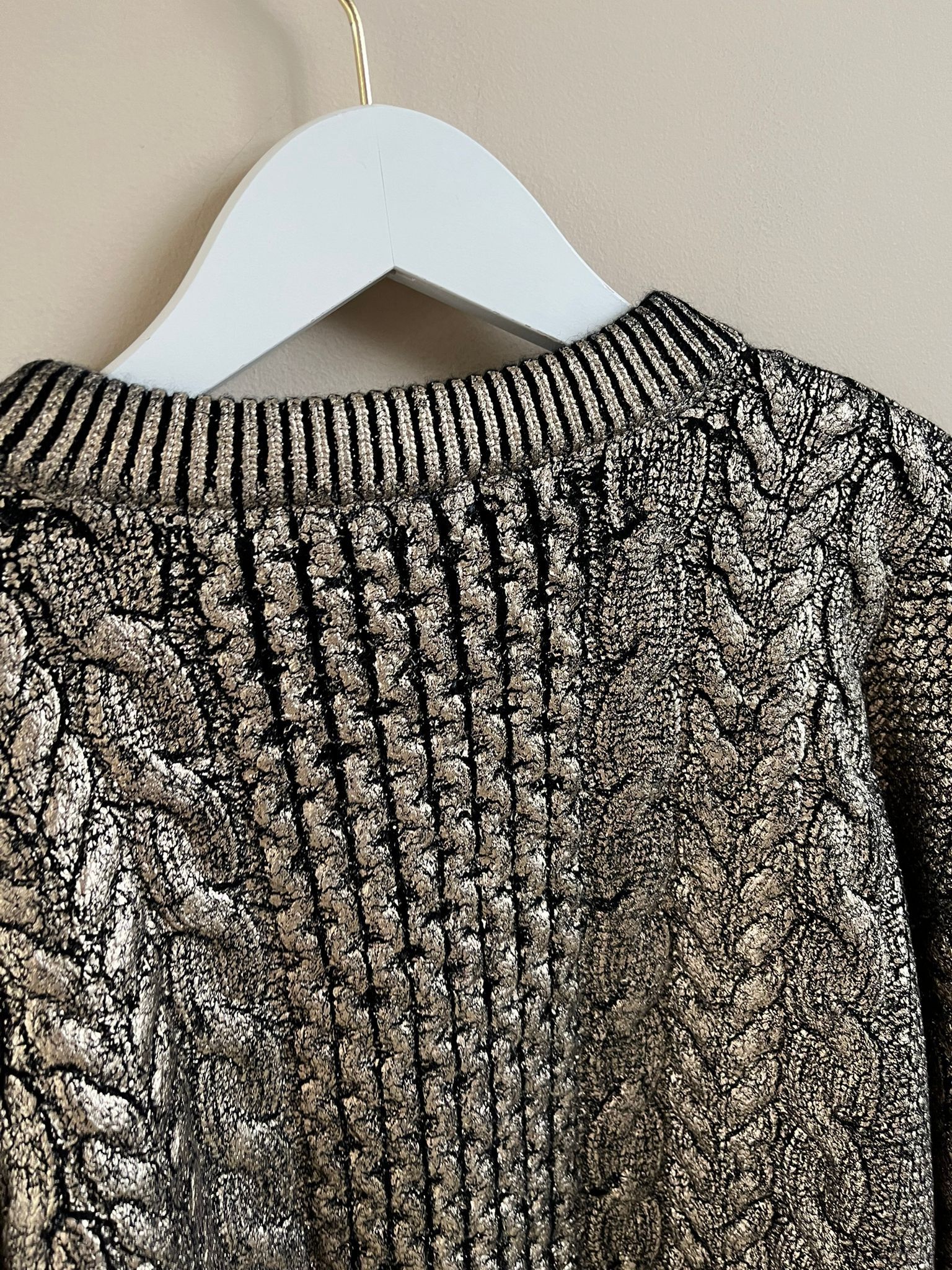 Ann Demeulemeester Cable Sweater in Canber Black & Gold Foil Print Size US L / EU 52-54 / 3 - 15 Thumbnail