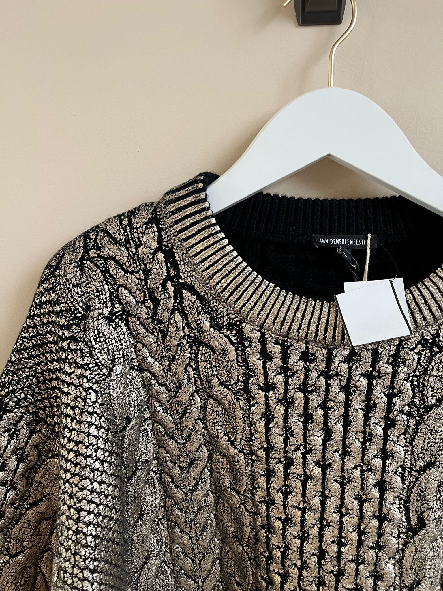 Ann Demeulemeester Cable Sweater in Canber Black & Gold Foil Print Size US L / EU 52-54 / 3 - 4 Thumbnail