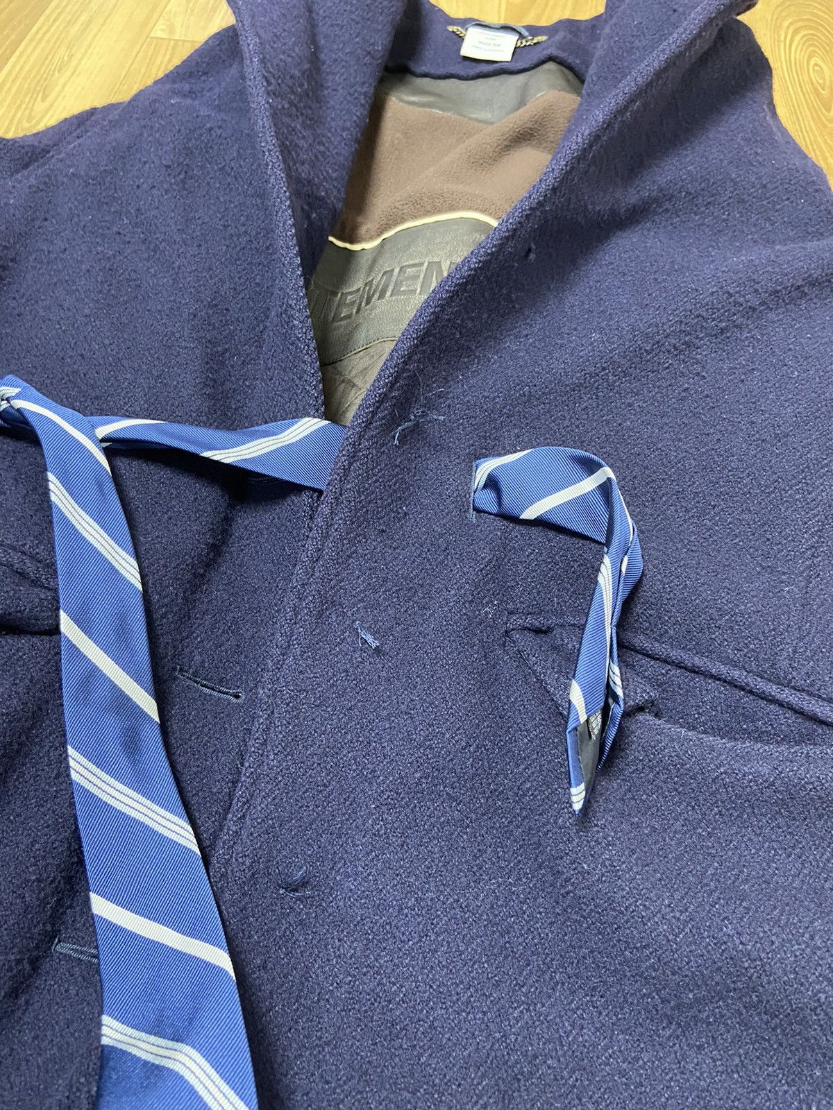 Vetements Xs Vetements oversized TIE leather trim VAGABOND wool coat Size US XS / EU 42 / 0 - 9 Thumbnail