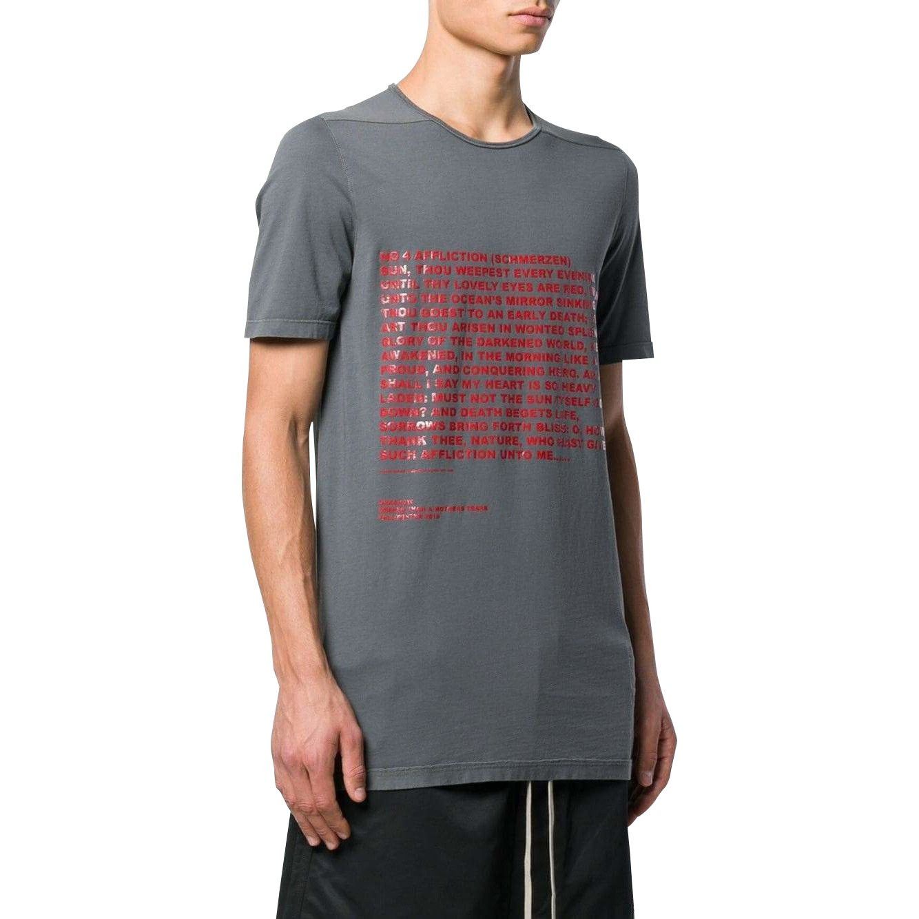 image of Rick Owens Print Level Flint Tee in Flint Grey, Men's (Size XS)