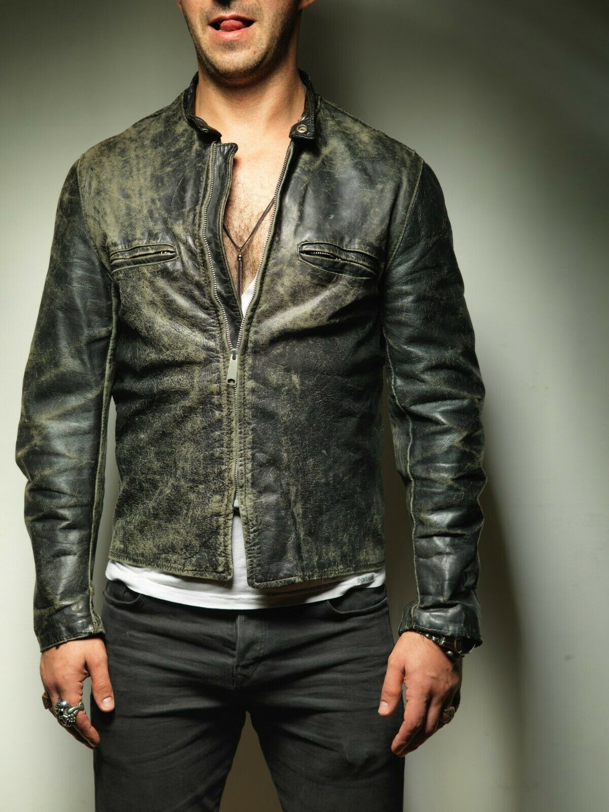 Vintage Vintage BROOKS Cafe Racer SteerHide Leather Jacket J100 Size US M / EU 48-50 / 2 - 10 Thumbnail