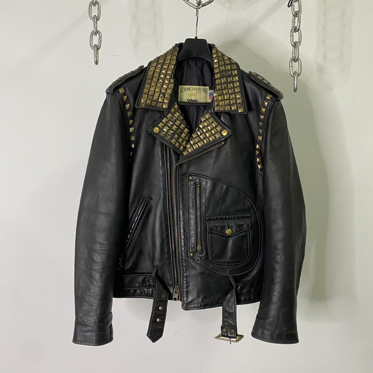 Schott SCHOTT 611H Studded D-Pocket Horsehide Leather Jacket Size US M / EU 48-50 / 2 - 2 Thumbnail