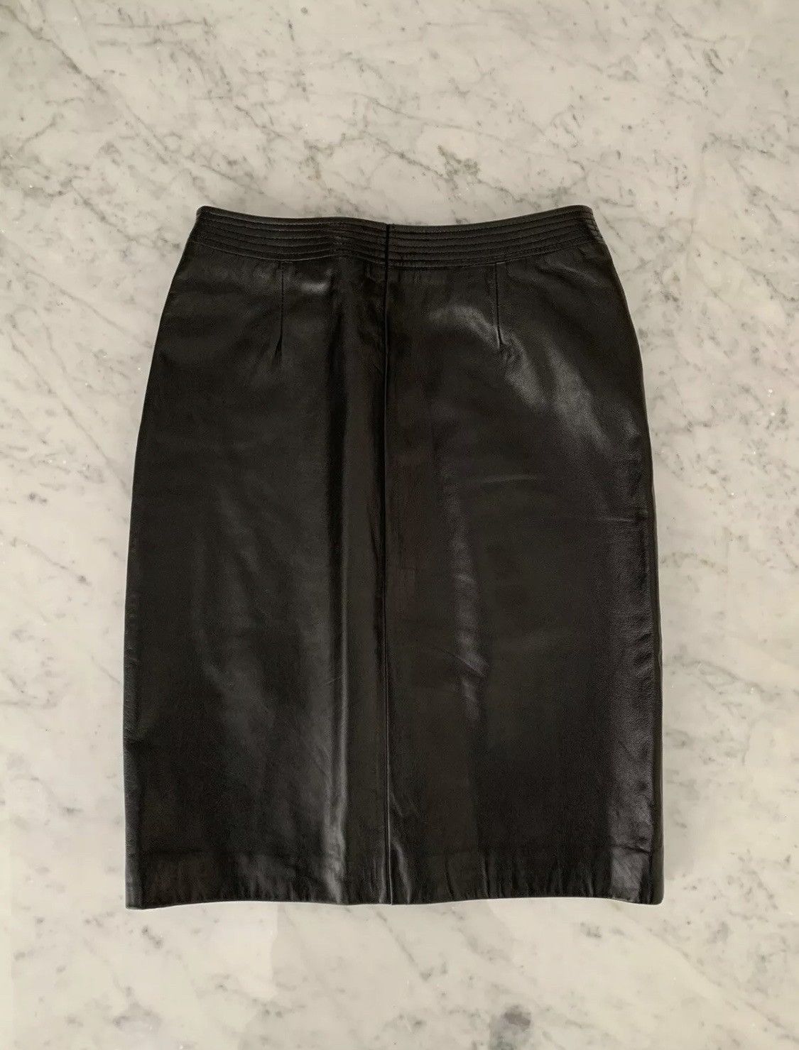 Versace Jeans Couture VERSACE BLACK LEATHER SKIRT Size 26" / US 2 / IT 38 - 3 Thumbnail