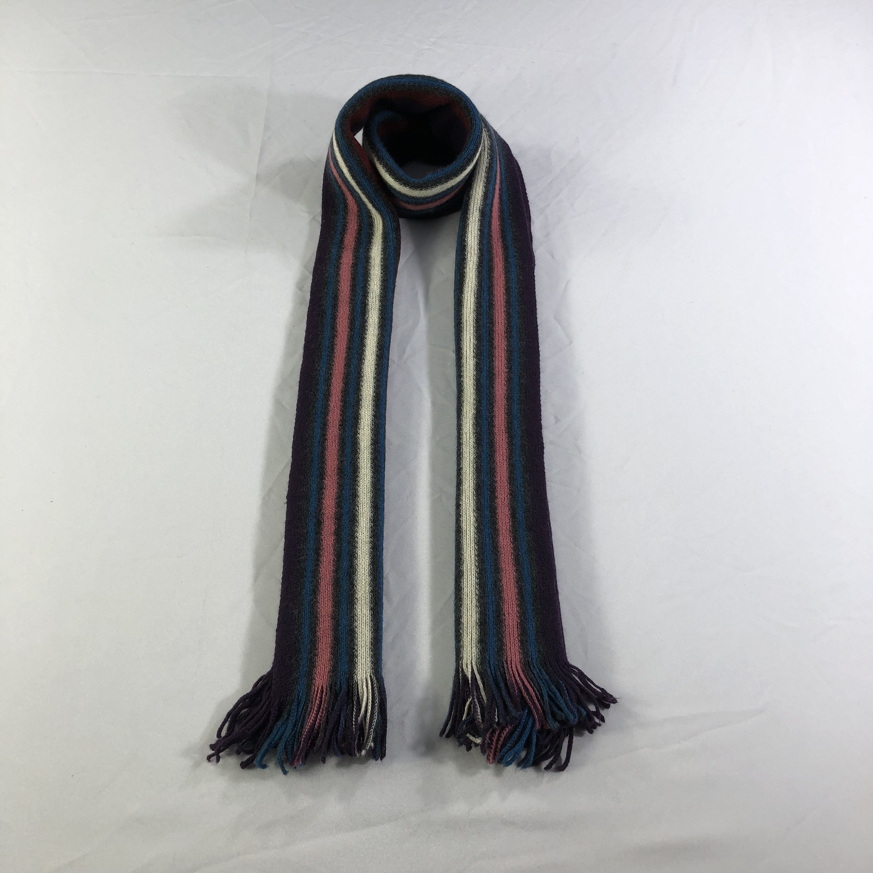 Paul Stuart Paul Stuart Striped Knit Wool Scarf Muffler V1571 Size ONE SIZE - 1 Thumbnail