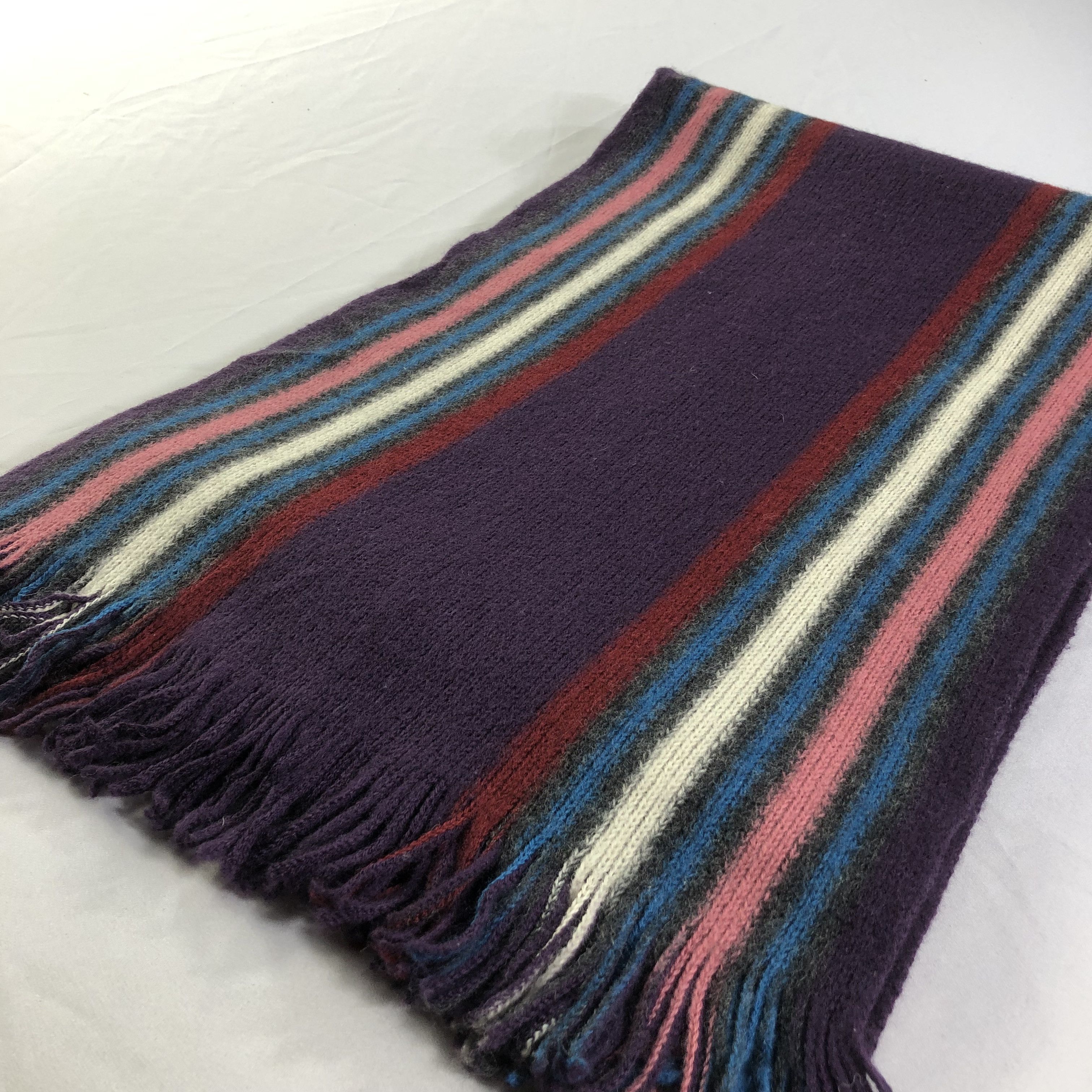 Paul Stuart Paul Stuart Striped Knit Wool Scarf Muffler V1571 Size ONE SIZE - 2 Thumbnail