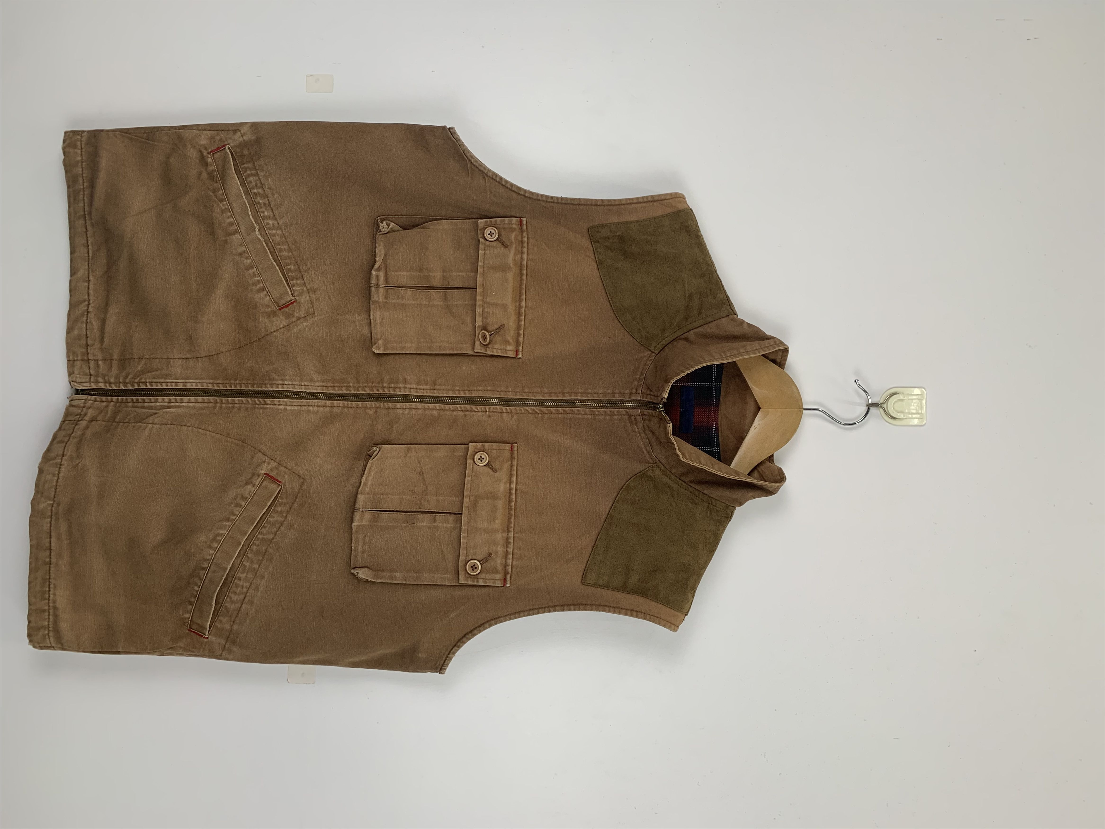 image of Vintage Velvet Multi Pocket Vest in Brown, Men's (Size Large)