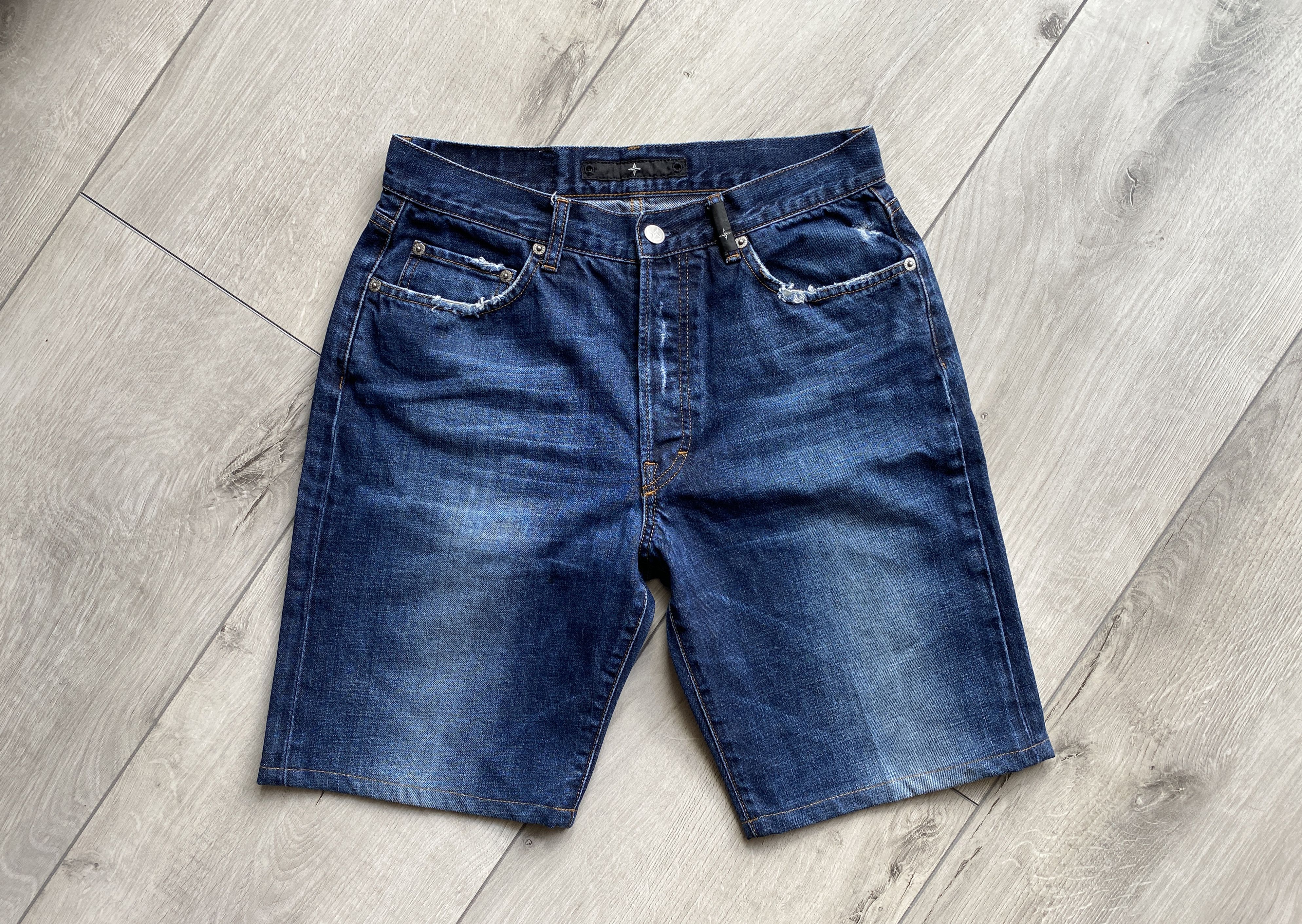 image of Italian Designers x Stone Island Denim Shorts in Blue, Men's (Size 31)