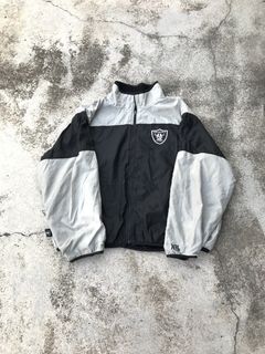 VTG 90s Champion NFL Los Angeles Raiders Quilt Lined Puffer Bomber Jacket  Size M