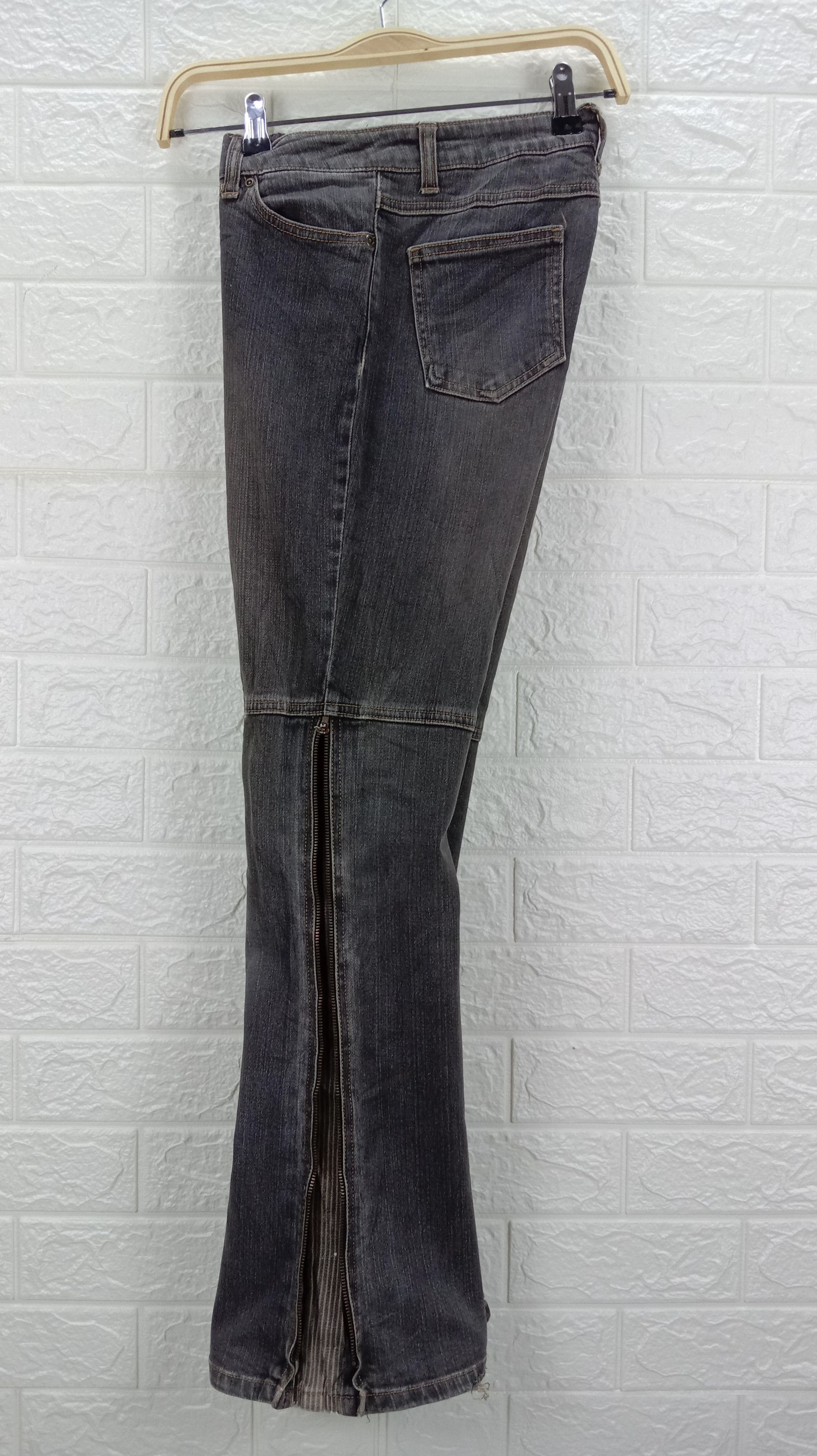 If Six Was Nine Flare Jeans Back Rush Faded Black Bell Bottom Denim Size 27" / US 4 / IT 40 - 12 Thumbnail