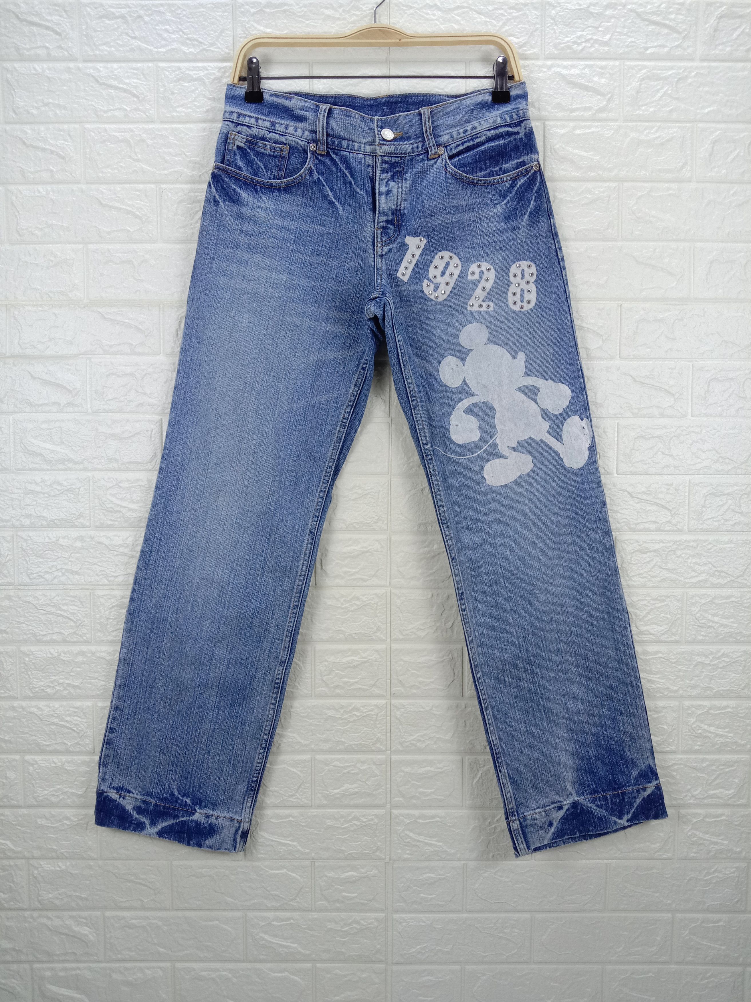 image of Vintage Mickey Mouse X Disney Jeans in Blue, Men's (Size 30)