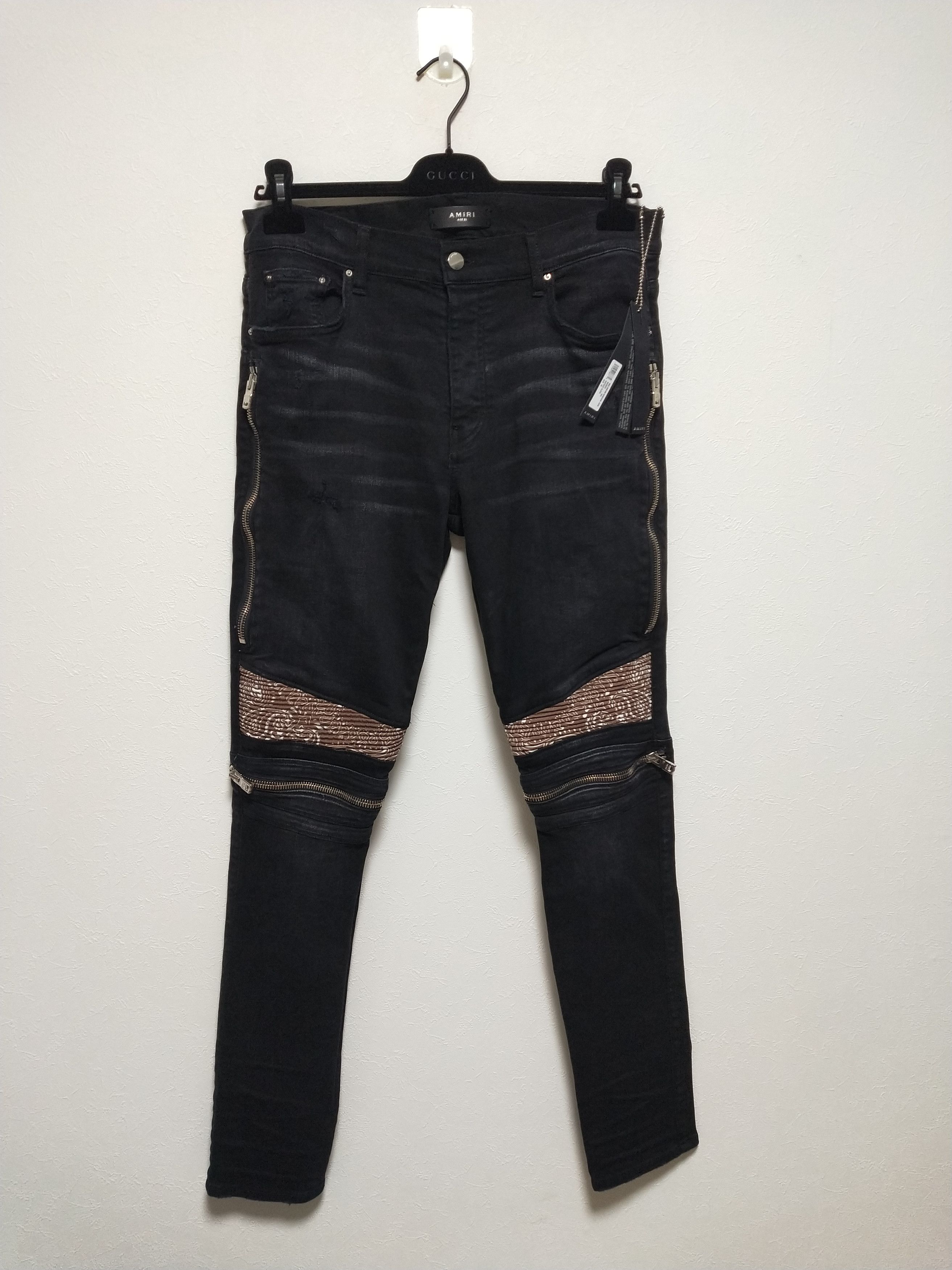 image of Amiri Brown Bandana Mx2 Jeans in Black, Men's (Size 33)