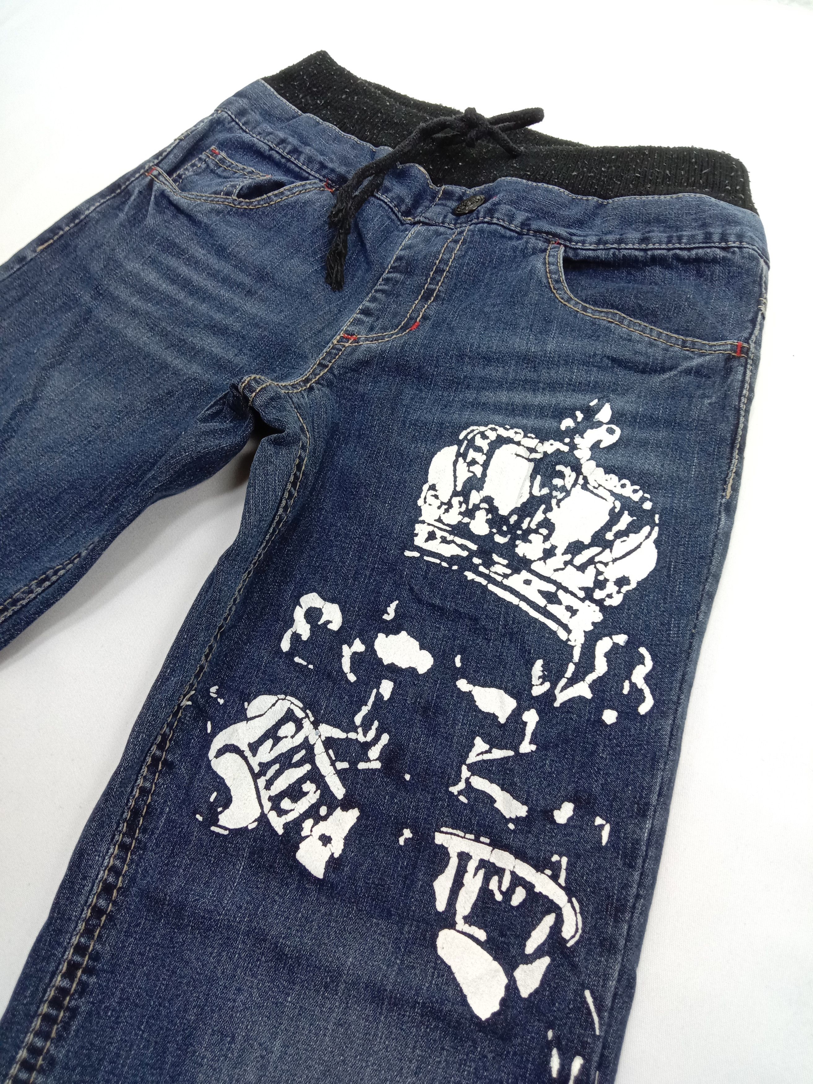 Beauty Beast Vintage Japanese Skulls Printed Jeans Size 28" / US 6 / IT 42 - 10 Thumbnail