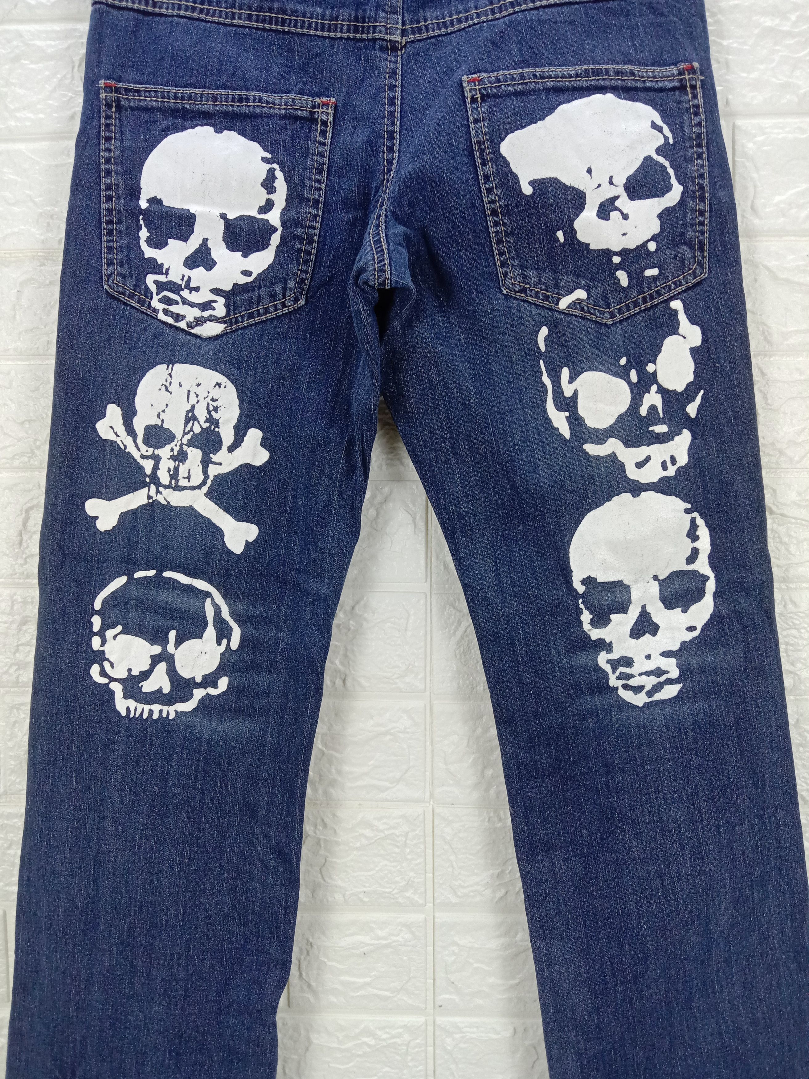 Beauty Beast Vintage Japanese Skulls Printed Jeans Size 28" / US 6 / IT 42 - 3 Thumbnail