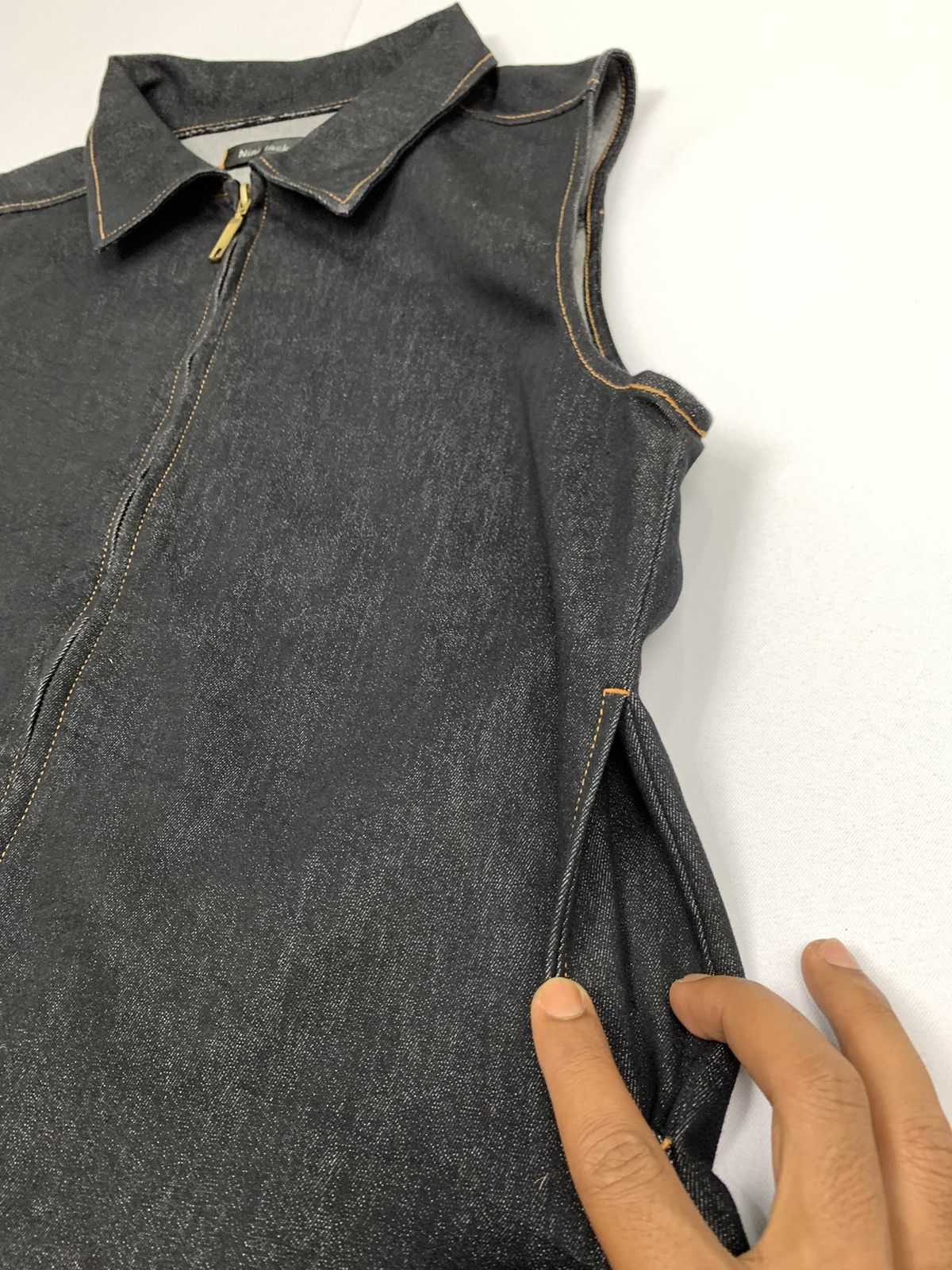 Japanese Brand NINI LACK Dark Blue Denim Selvedge Zipper Vest Jeans Jacket Size M / US 6-8 / IT 42-44 - 9 Thumbnail