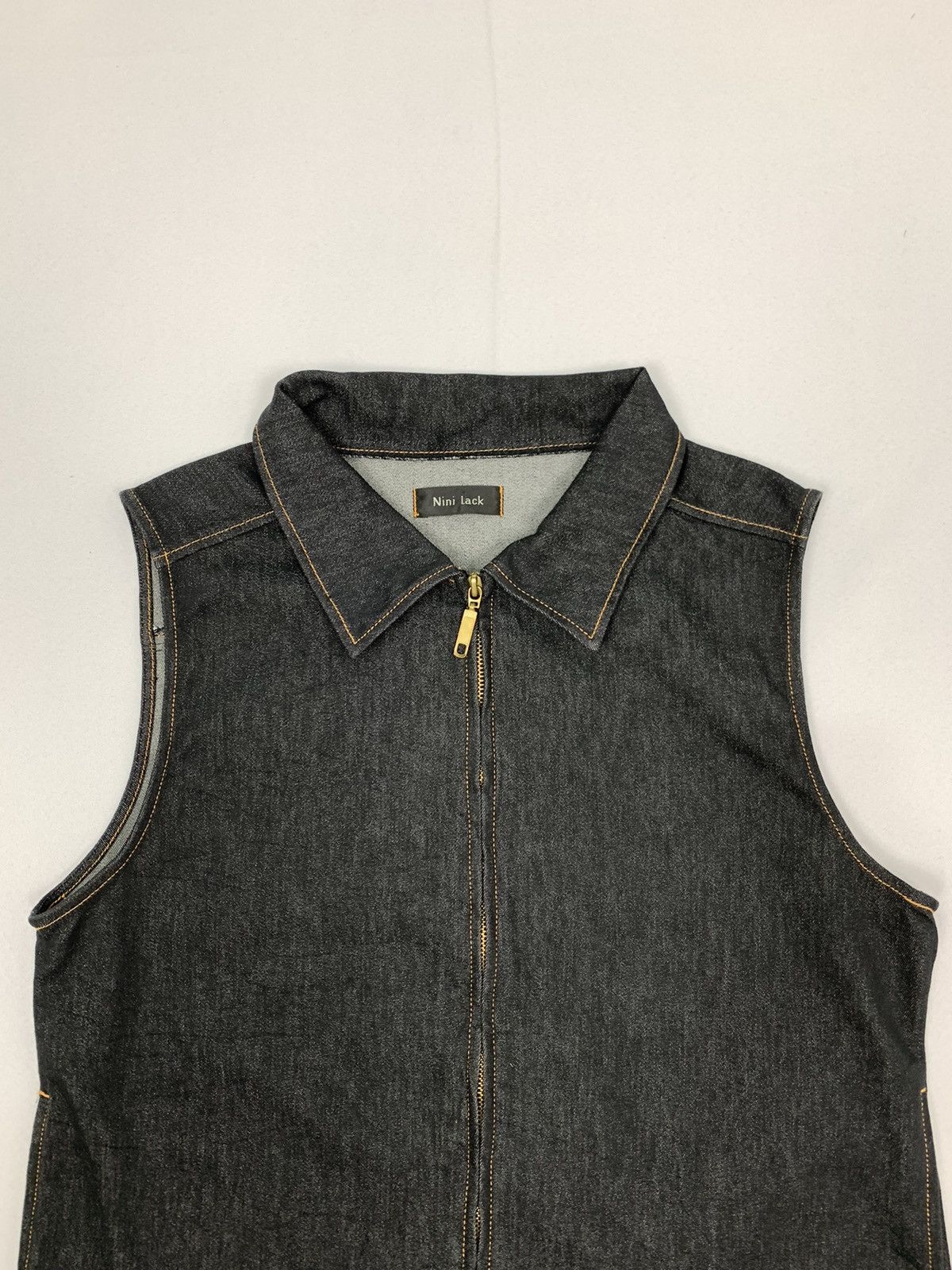 Japanese Brand NINI LACK Dark Blue Denim Selvedge Zipper Vest Jeans Jacket Size M / US 6-8 / IT 42-44 - 3 Thumbnail