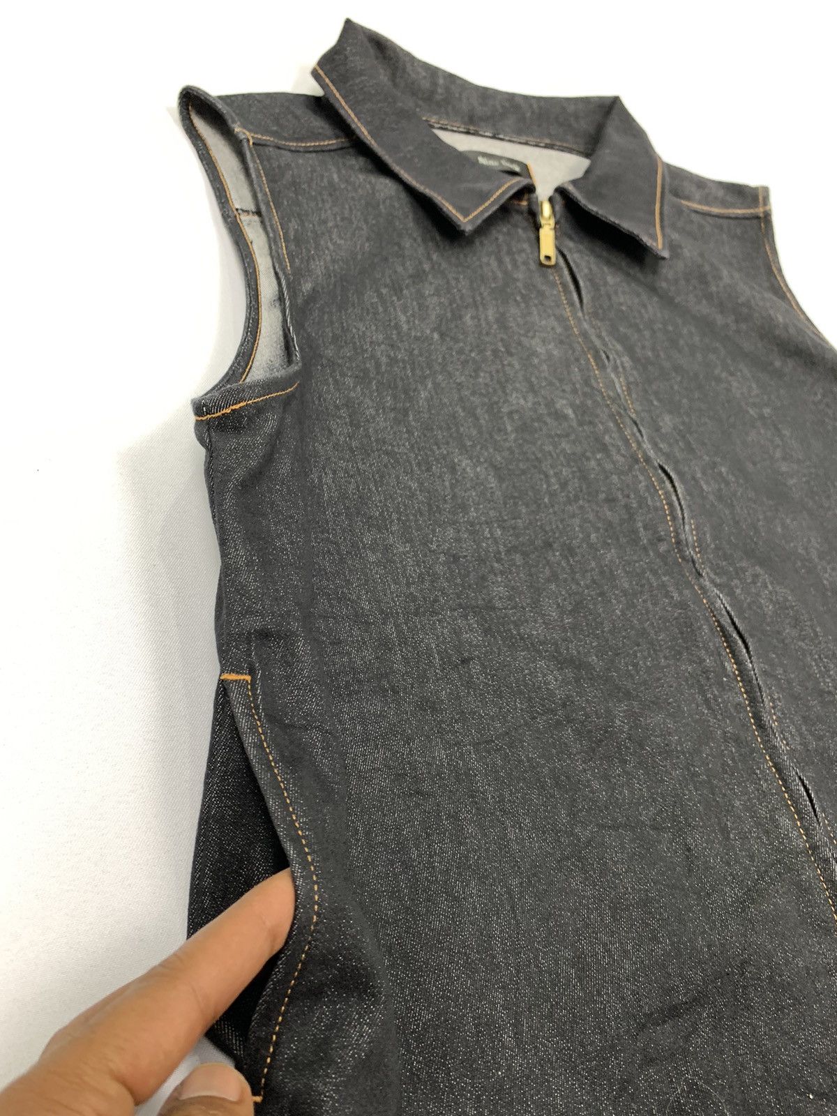 Japanese Brand NINI LACK Dark Blue Denim Selvedge Zipper Vest Jeans Jacket Size M / US 6-8 / IT 42-44 - 8 Thumbnail