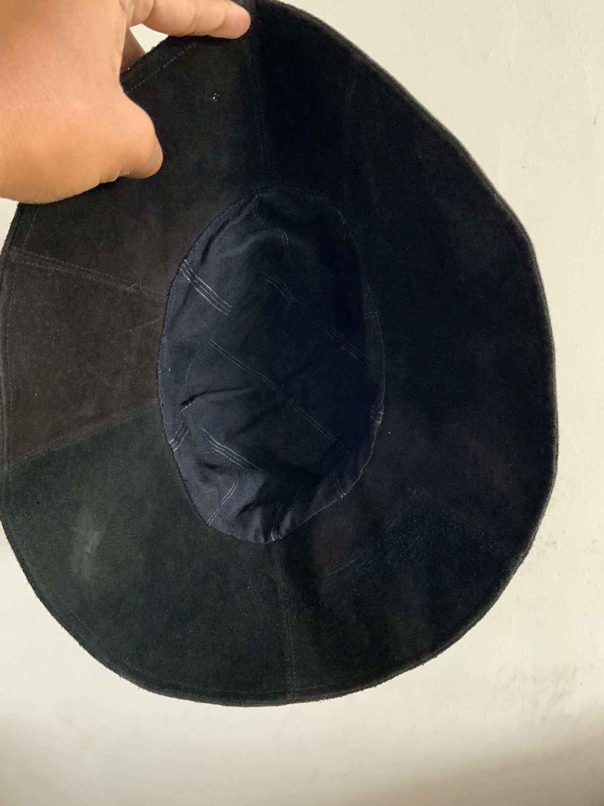 Leather Reversible patchwork Suede Bucket Hat Size ONE SIZE - 10 Thumbnail