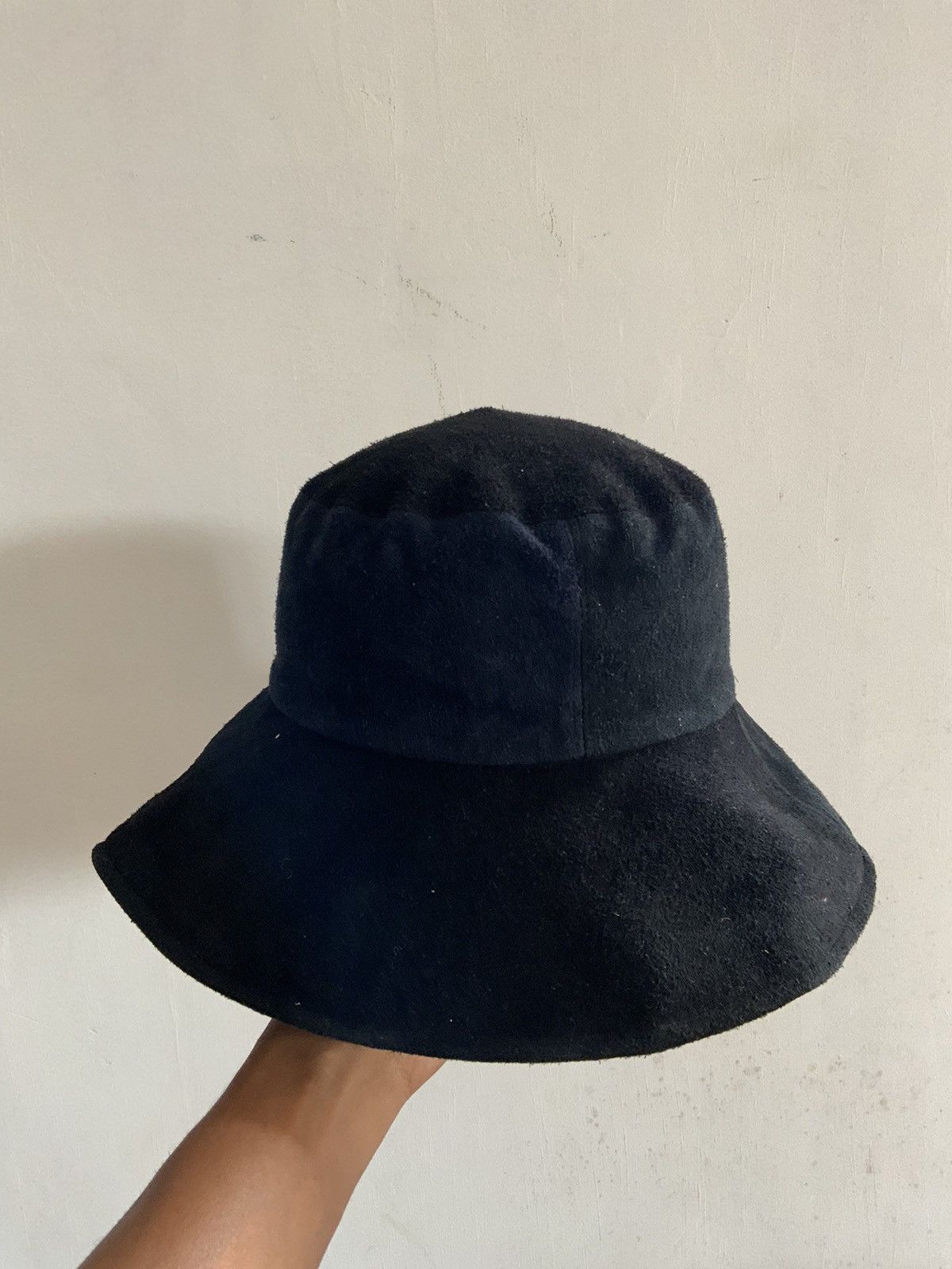 Leather Reversible patchwork Suede Bucket Hat Size ONE SIZE - 1 Thumbnail