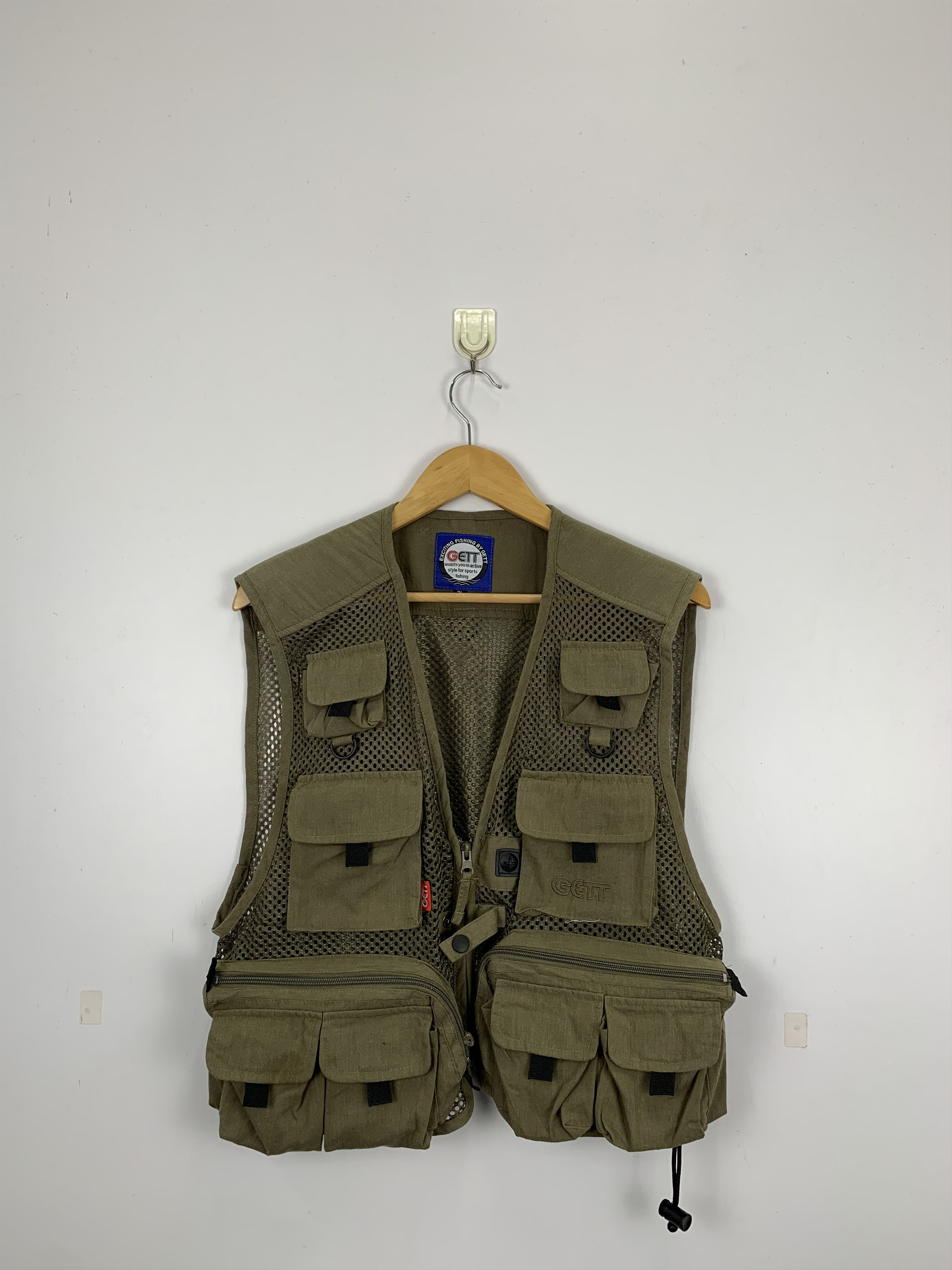 image of Vintage Multi Pocket Vest in Green, Men's (Size 2XL)