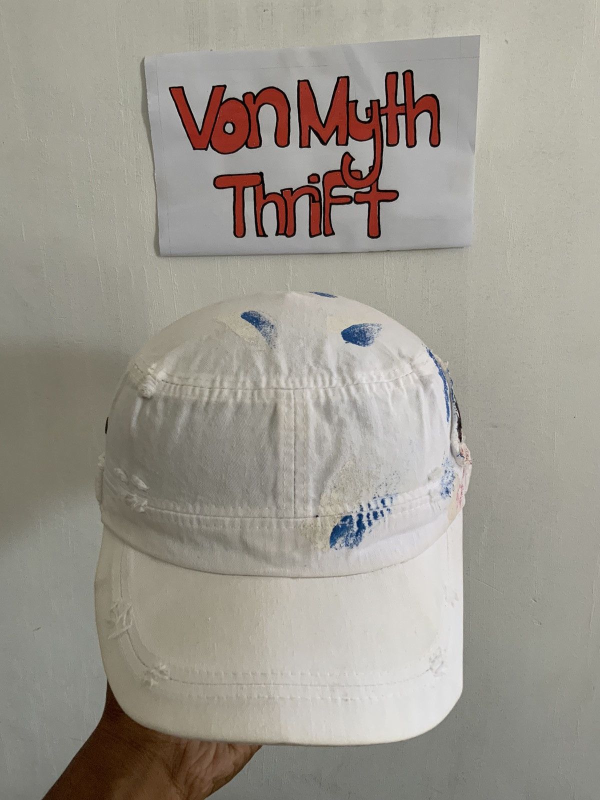 If Six Was Nine Paris Spellout Distressed Painted Hat Size ONE SIZE - 5 Thumbnail