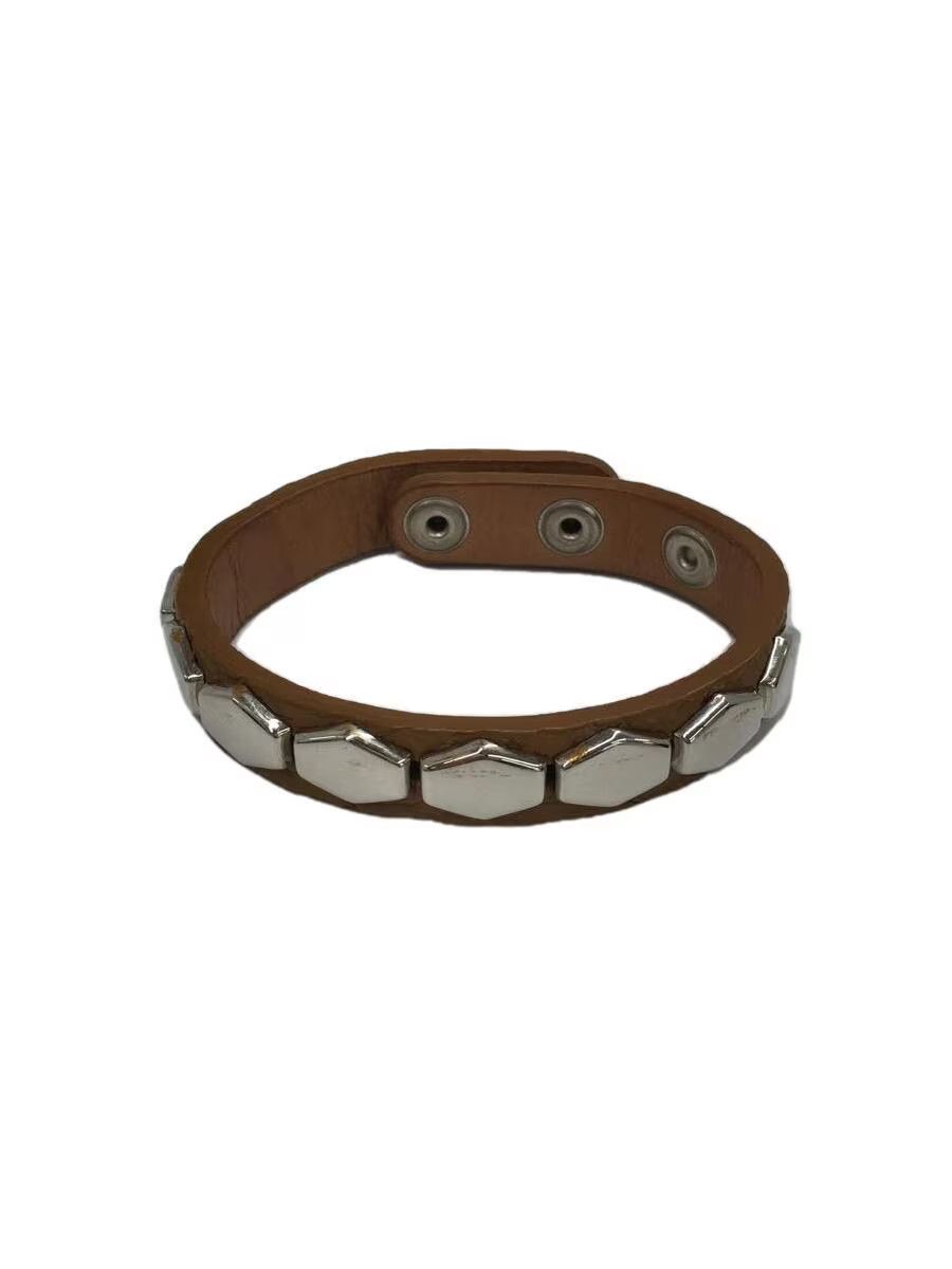 image of Undercover Studded Leather Bracelet in Brown, Men's