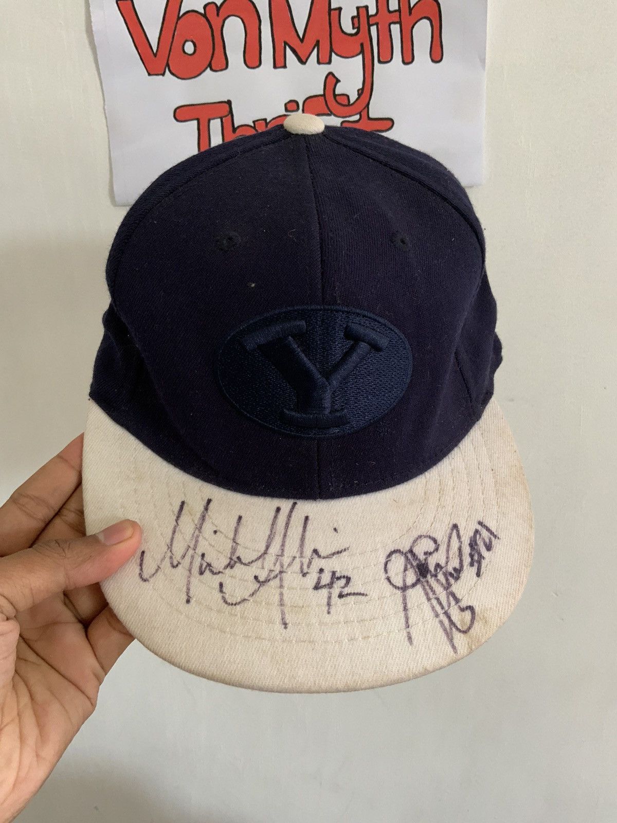 Hat Club BYU Spellout Woll Blue Fitted Hat Size ONE SIZE - 12 Thumbnail