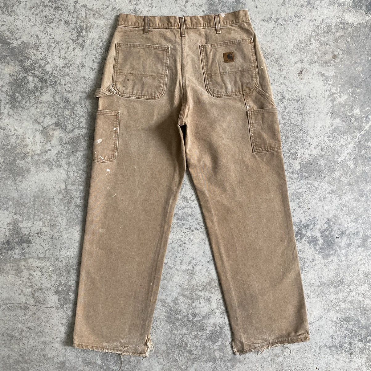 Carhartt Size 33x31 Vintage Carhartt Faded Tan Dirty Carpenter pants Size US 33 - 13 Thumbnail