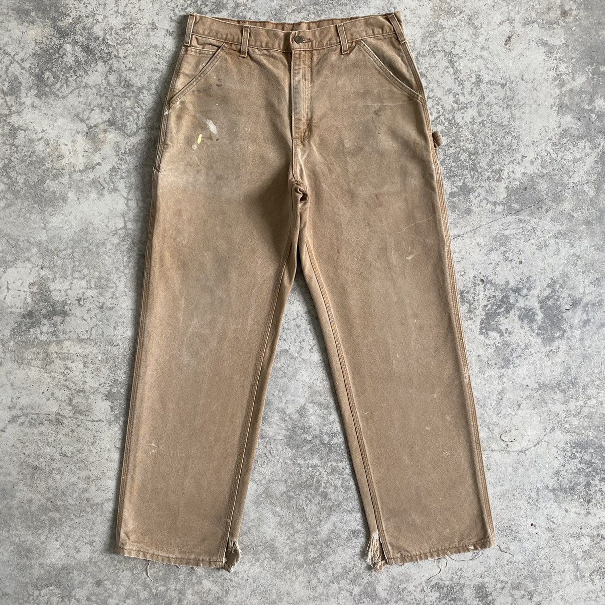 Carhartt Size 33x31 Vintage Carhartt Faded Tan Dirty Carpenter pants Size US 33 - 1 Thumbnail